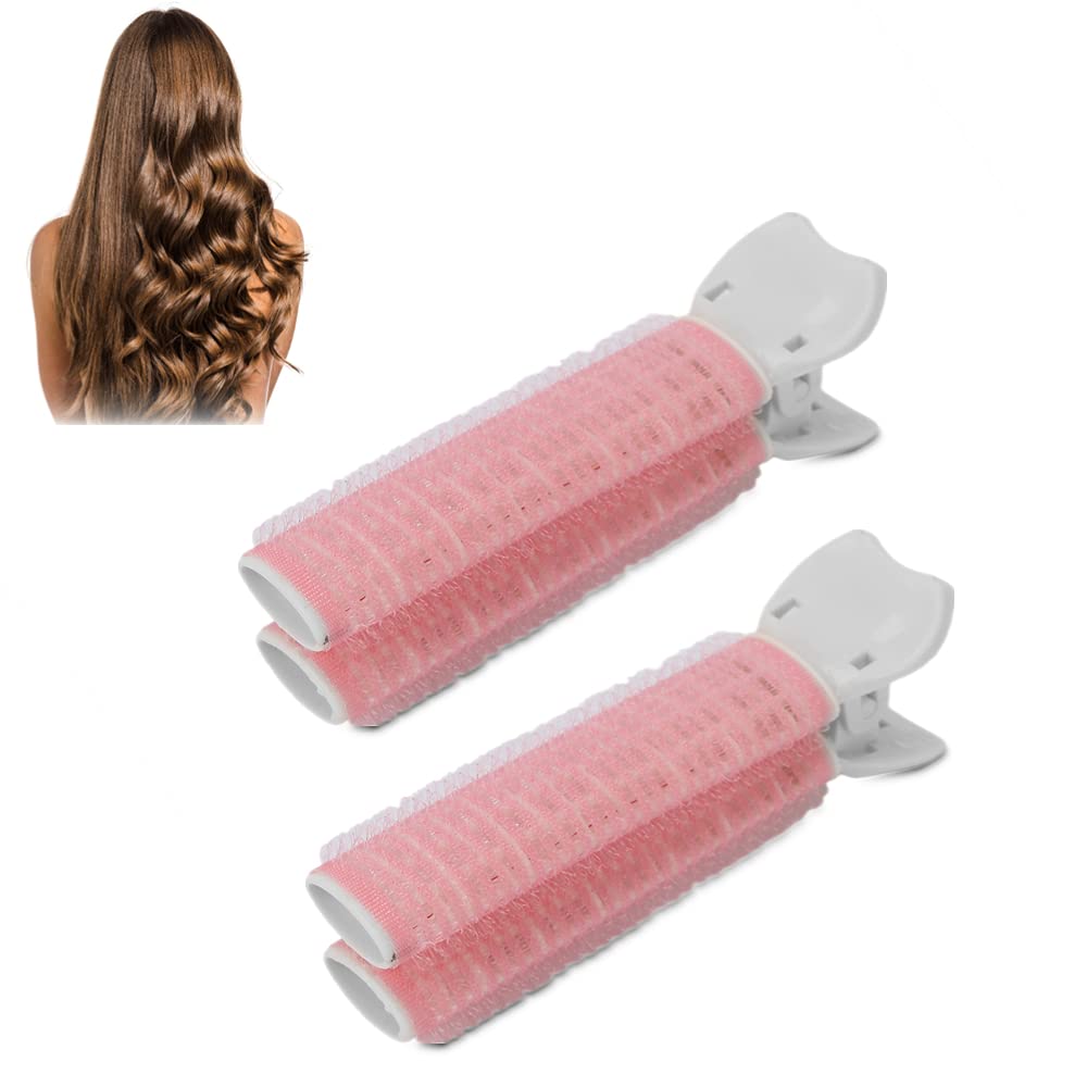 2 Pcs Volumizing Hair Clips for Women - Root Lift Curler Clips for Fluffy Hair, DIY Styling Tool for Curly & Wavy Hair (Pink) - Perfect for Home, Salon & Party Hairstyles