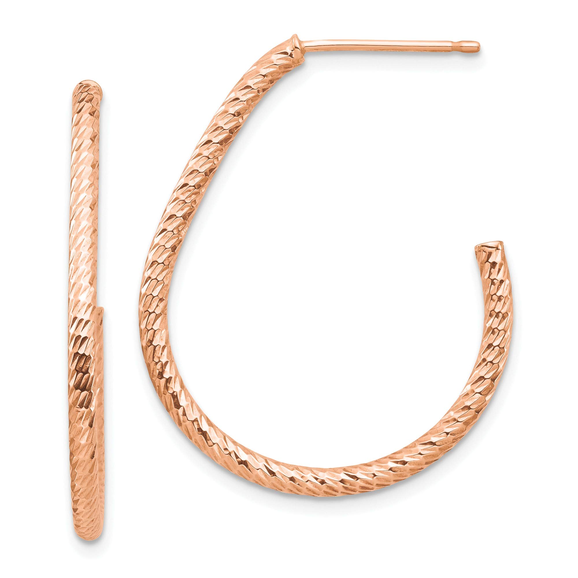 14k Rose Gold Diamond-Cut Dangle Earrings for Women - Elegant Polished Post Earrings for Parties, Weddings & Special Occasions