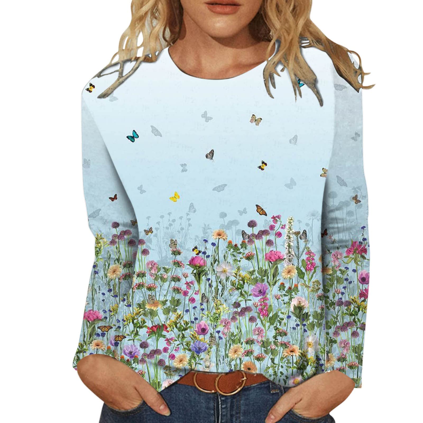 Stylish Women's Graphic Tees - Trendy 3/4 Sleeve O-Neck Tunic Tops with Floral Print for Casual Wear | Perfect for Everyday Outfits, Weekend Outings & Summer Fashion