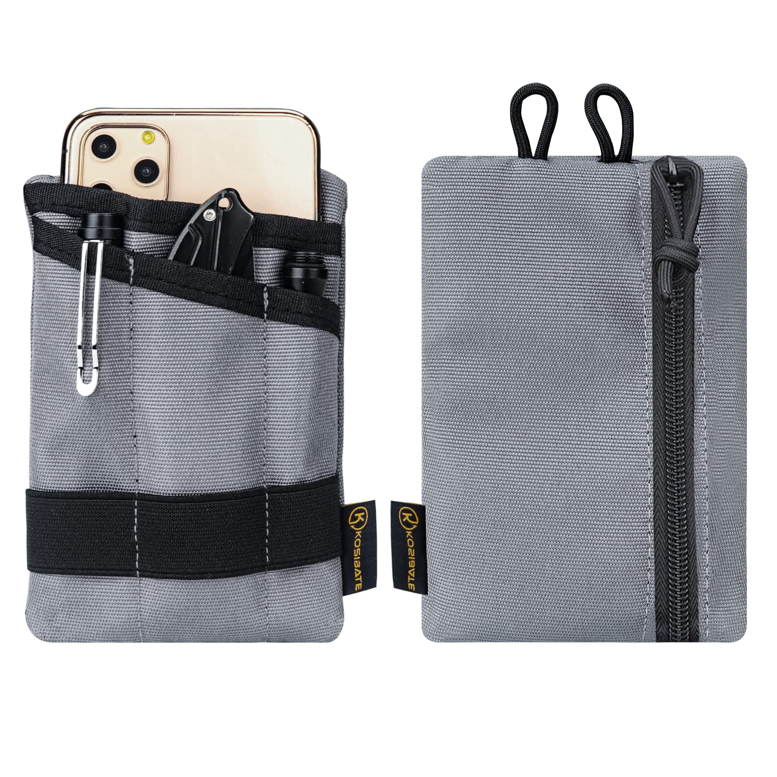 Kosibate EDC Pouch - Slim Pocket Organizer for Men with 4 Pockets | Perfect for Knife, Flashlight, Cards & Everyday Carry Essentials | Ideal for Outdoor, Camping, Hiking & Urban Daily Use