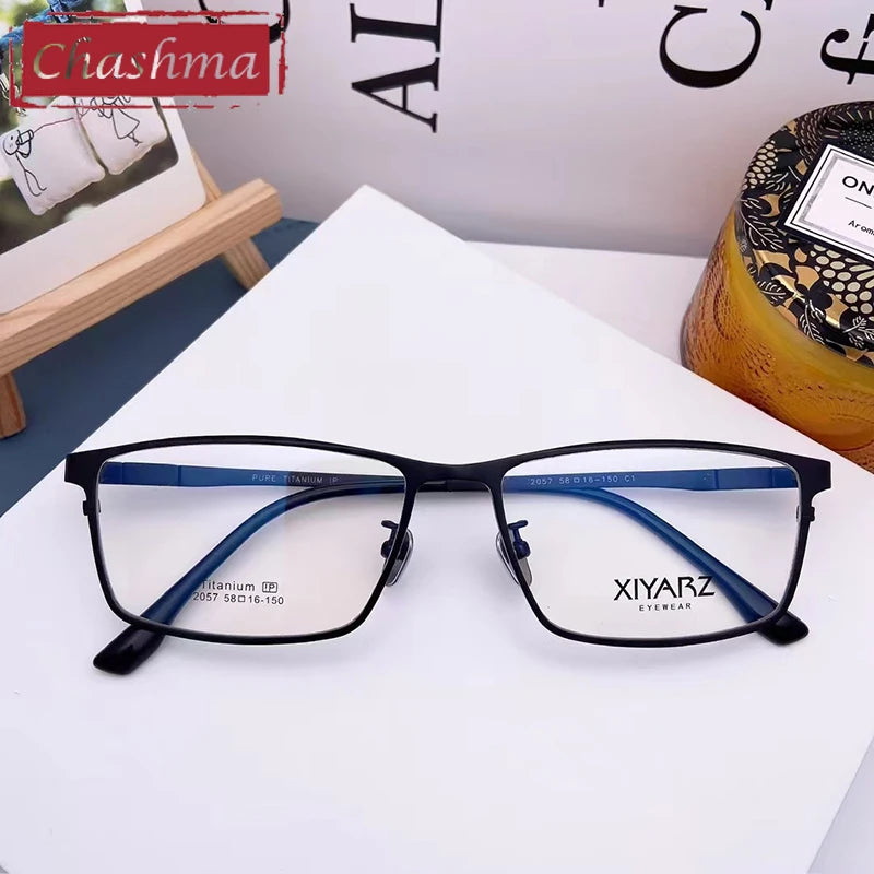Men's Titanium Full Rim Square Eyeglasses - Lightweight Durable Frame for Work, Reading & Fashion | Model 42057