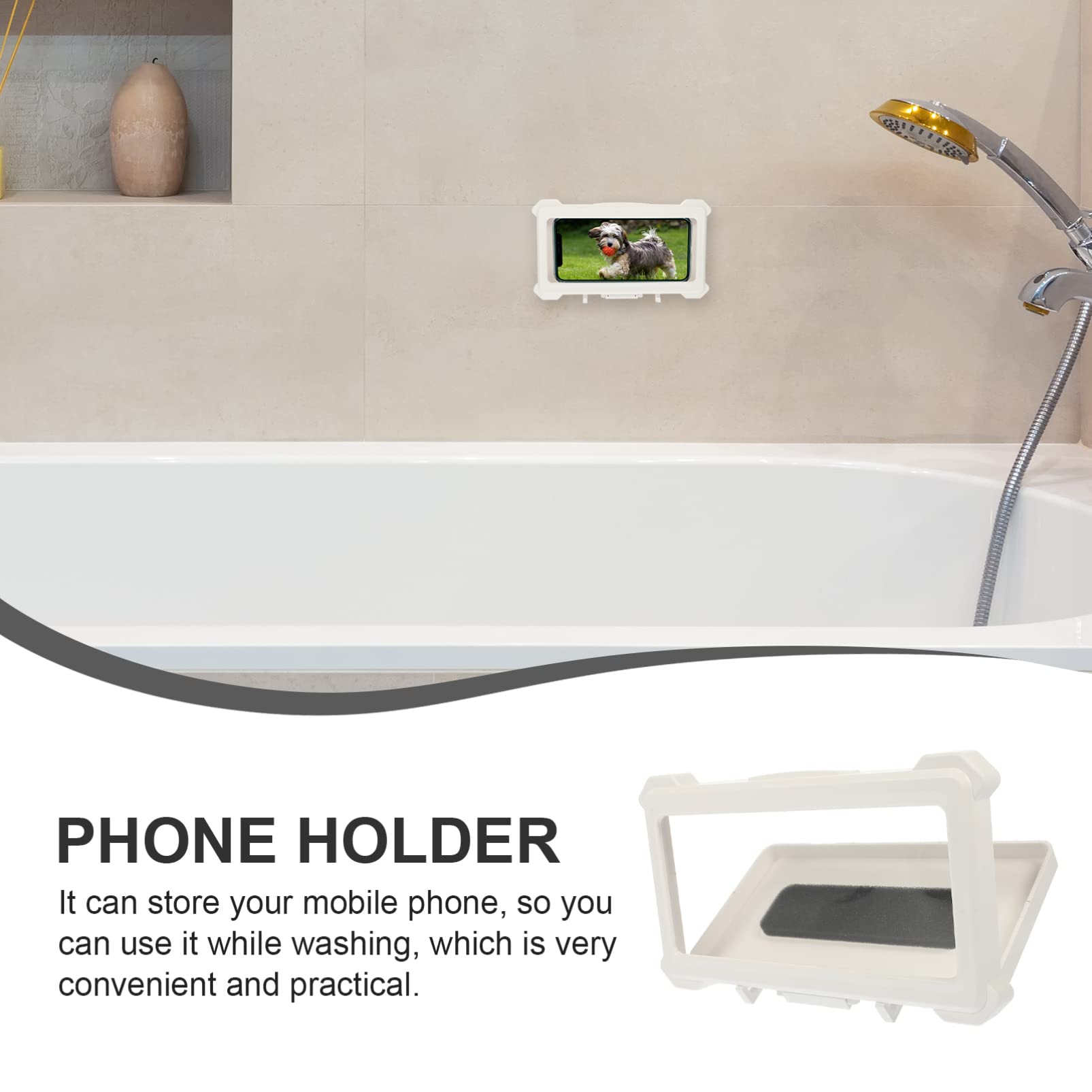 **UKCOCO Waterproof Phone Case for Shower - IPX8 Waterproof Phone Holder with Suction Cup, Wall Mounted Bathroom Phone Stand for iPhone Samsung - Perfect for Shower, Bath, Swimming & Outdoor Activities**