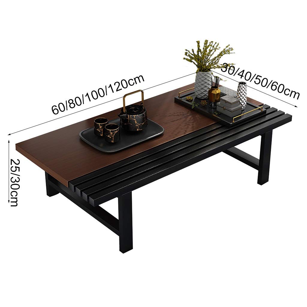 Japanese-Style Low Coffee Table - 100x50x30cm E1 Eco-Friendly MDF Top with Carbon Steel Frame - Modern Living Room, Zen Meditation & Small Space Furniture (Color B)