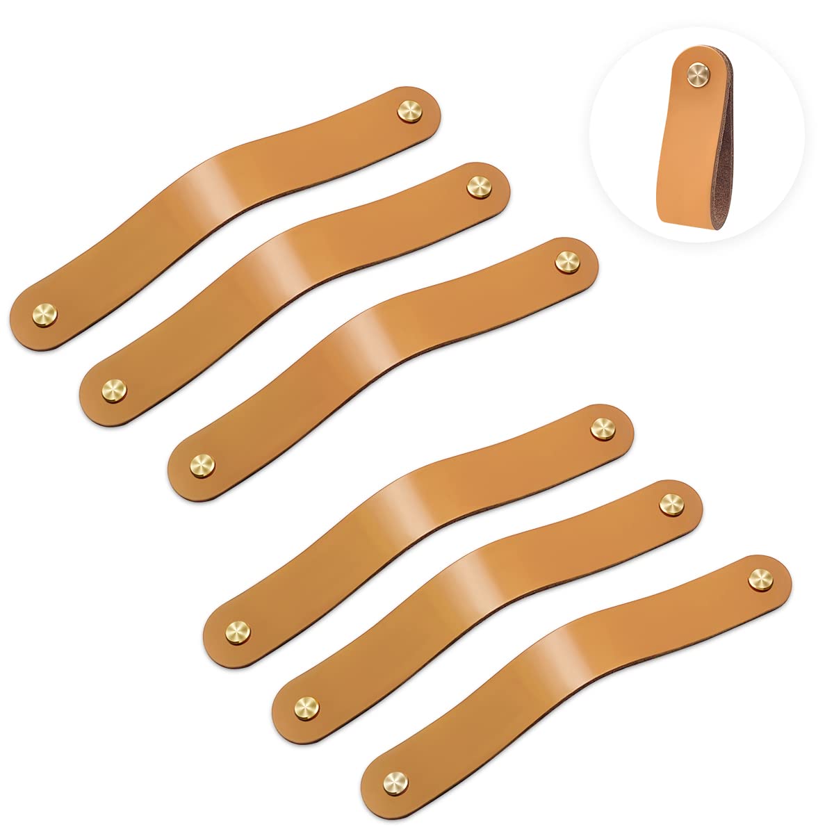 Hiili & Kaala 6-Pack Leather Dresser Handles - Soft Cabinet Drawer Pulls & Knobs (6