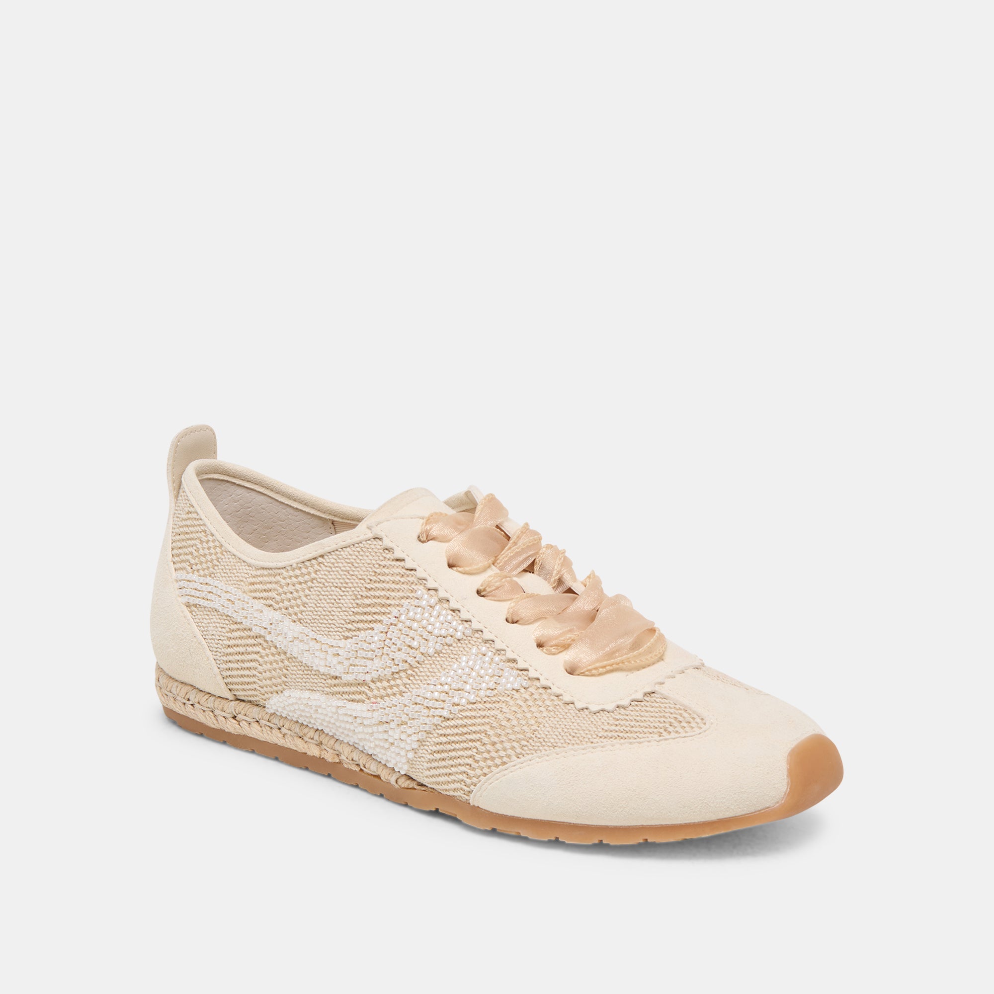 **Dream Bead Sneakers - Natural Multi Burlap Women's Casual Shoes for Walking, Travel & Boho Fashion**
