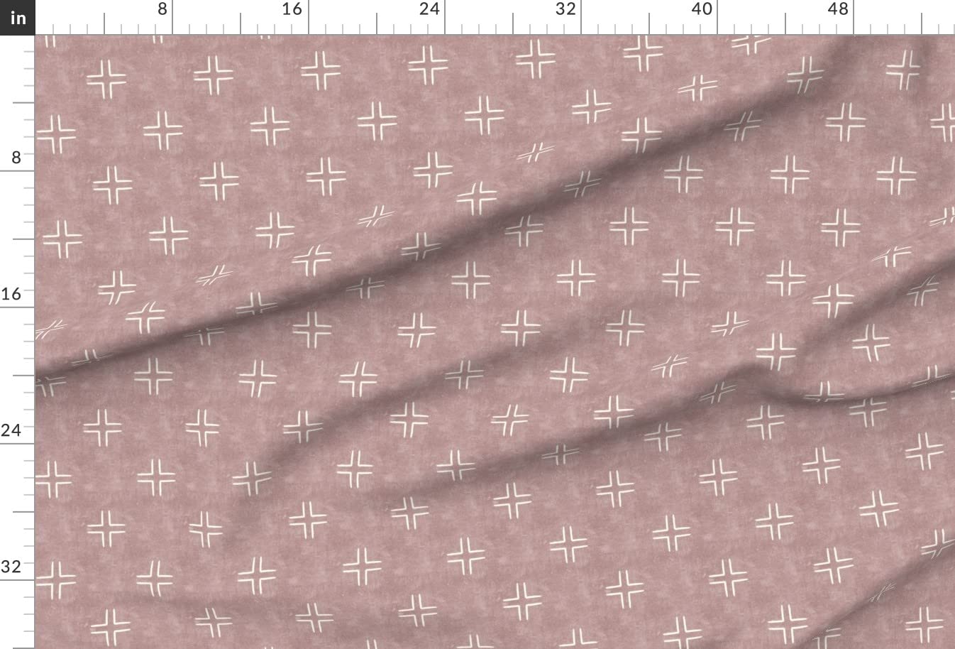 Premium Spoonflower Fabric - Mudcloth Cross Mauve Bohemian Print Chiffon by The Yard for Sewing Dresses & Home Decor | Perfect for Boho Fashion, DIY Projects & Bohemian Interior Design