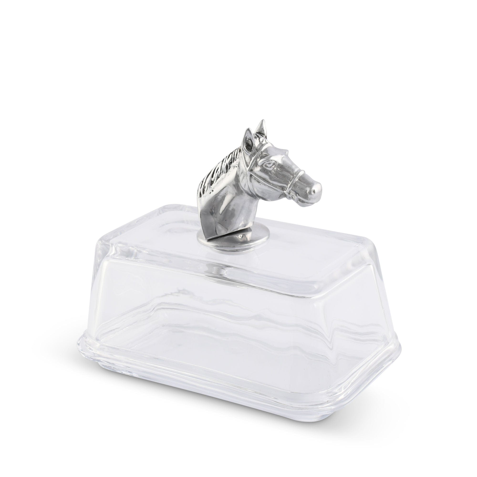 Premium Glass Butter Dish with Elegant Horse Head Design - Perfect for Kitchen, Dining Table, and Gift Giving