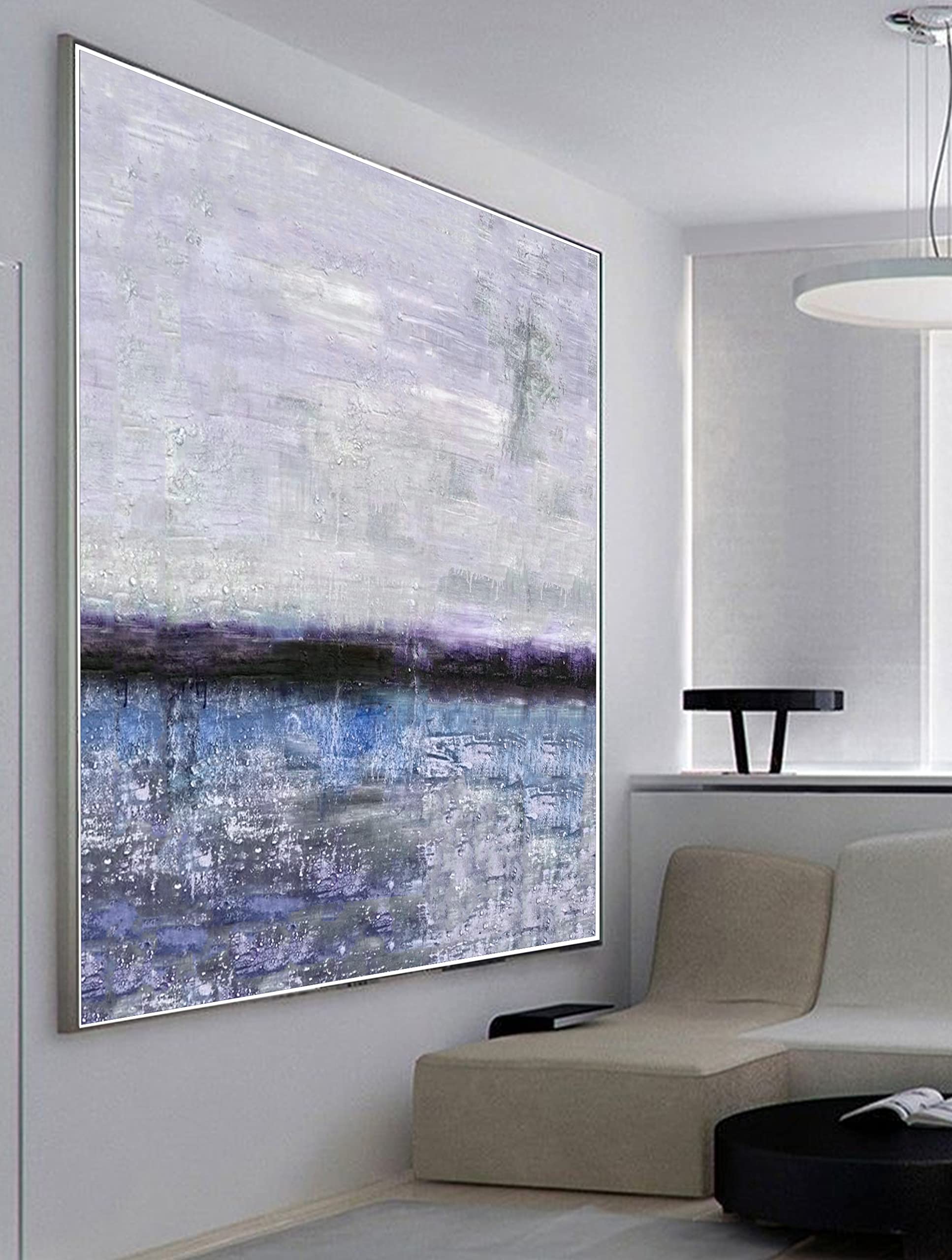 Large Navy Blue Abstract Canvas Art - Modern Textured Painting for Living Room Decor | Handmade Original Artwork | Perfect for Home, Office & Gallery Wall Display