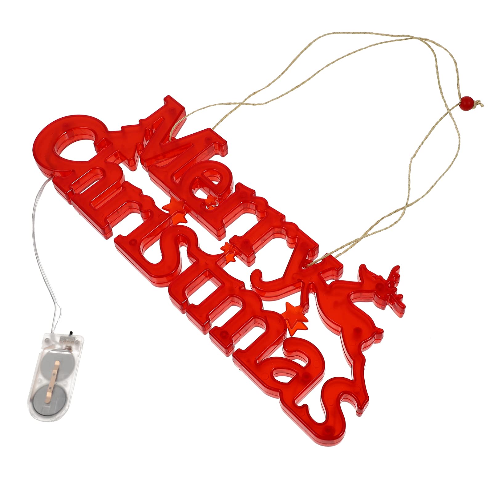 Uonlytech Merry Christmas LED Letter Light Board - Red Holiday Garland Decoration with Hanging Lights for Xmas Tree, Fireplace & Home Decor