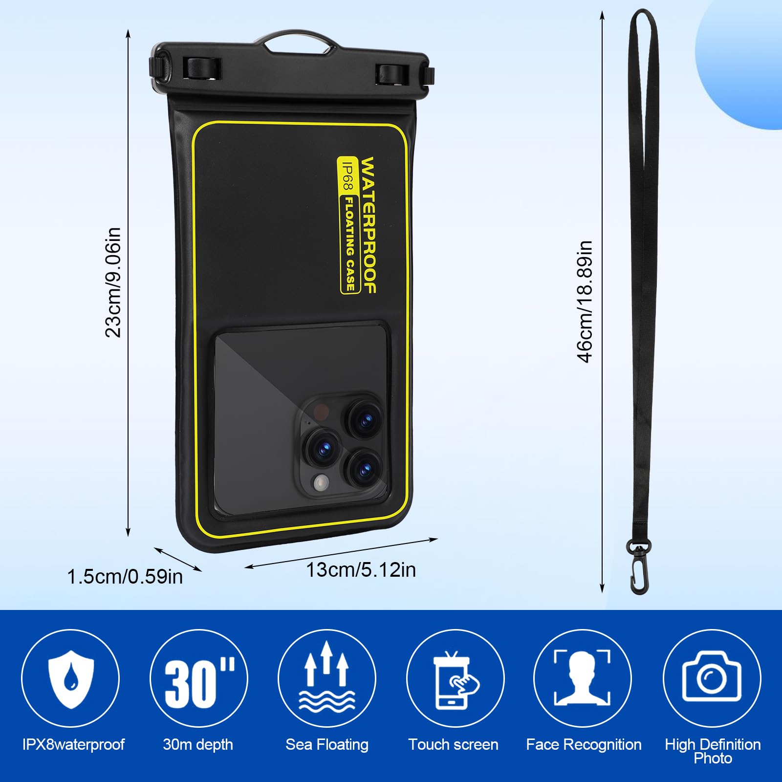 2 Pack Waterproof Phone Pouch IPX8 Floating Dry Bag with Strap, Security Loop & Touch Screen Compatible for iPhone 15 14 13 12 11 Pro Max Samsung S24 S23 - Perfect for Swimming, Beach, Kayaking & Outdoor Activities