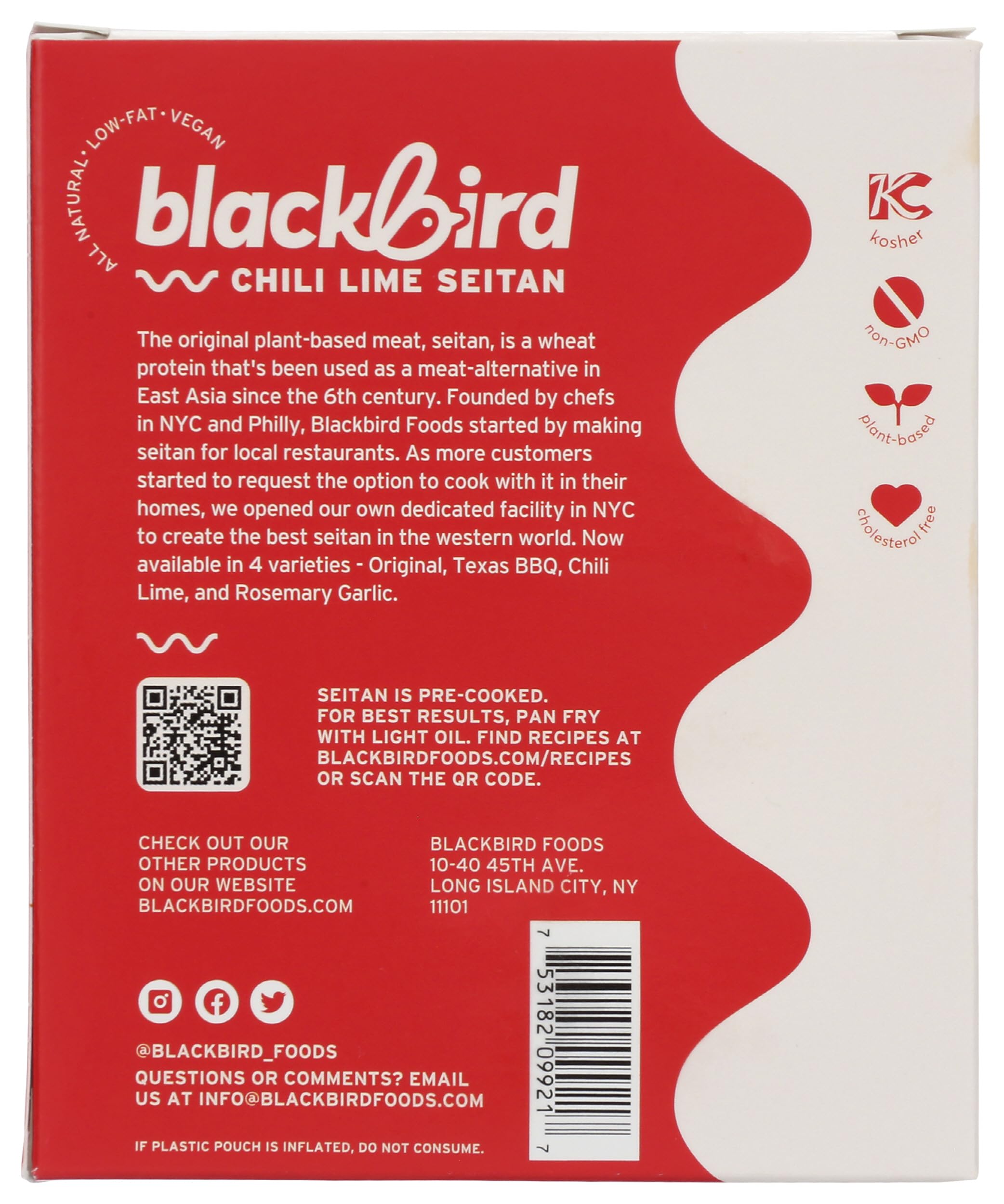 BLACKBIRD FOOD Vegan Chili Lime Seitan Strips - 8oz Plant-Based Protein for Tacos, Salads & Meal Prep | Gluten-Free Meat Alternative