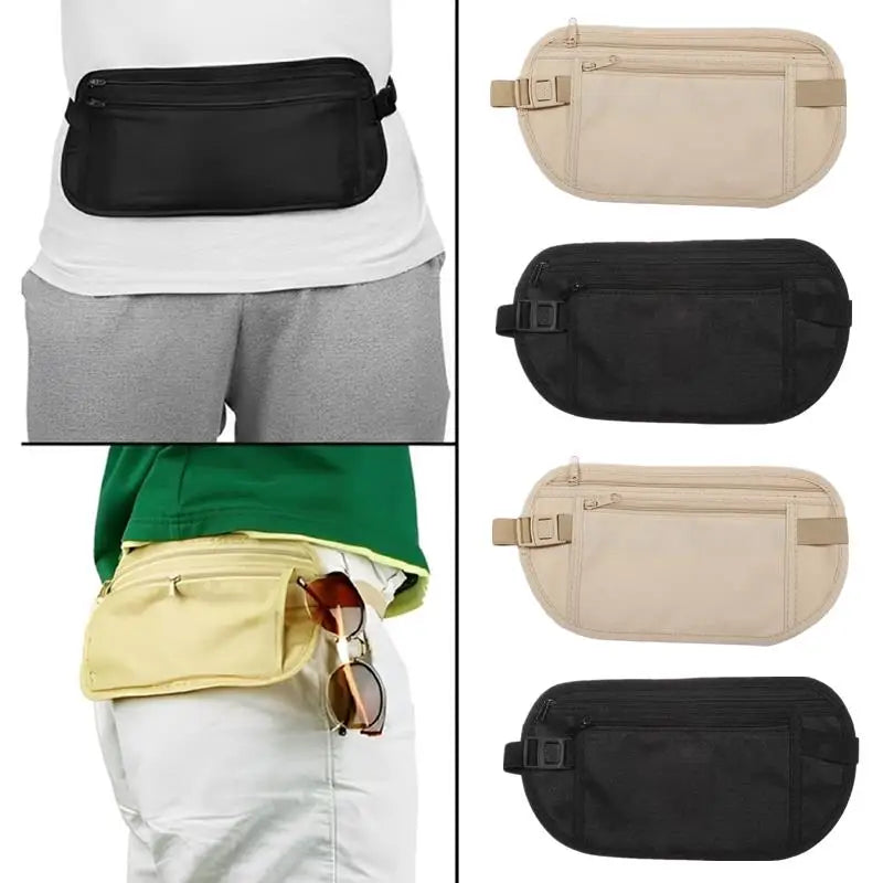 Sport Running Waist Bag - Invisible Travel Waist Pack with Hidden Security Wallet for Passport & Money - Perfect for Jogging, Hiking & Air Travel