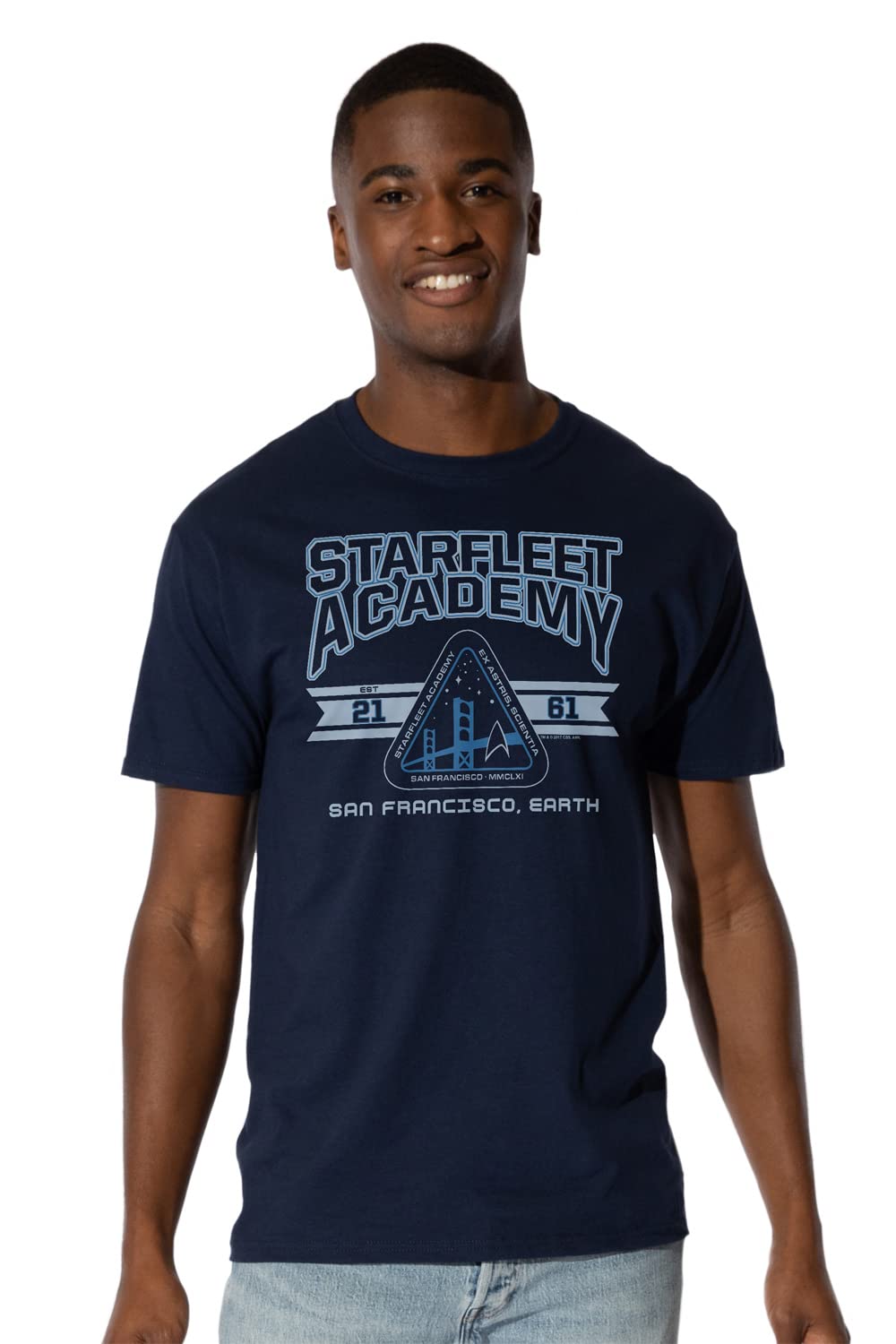 Star Trek Starfleet Academy Earth T-Shirt for Men - Officially Licensed Short Sleeve Cotton Tee - Perfect for Cosplay, Conventions & Everyday Fandom Wear
