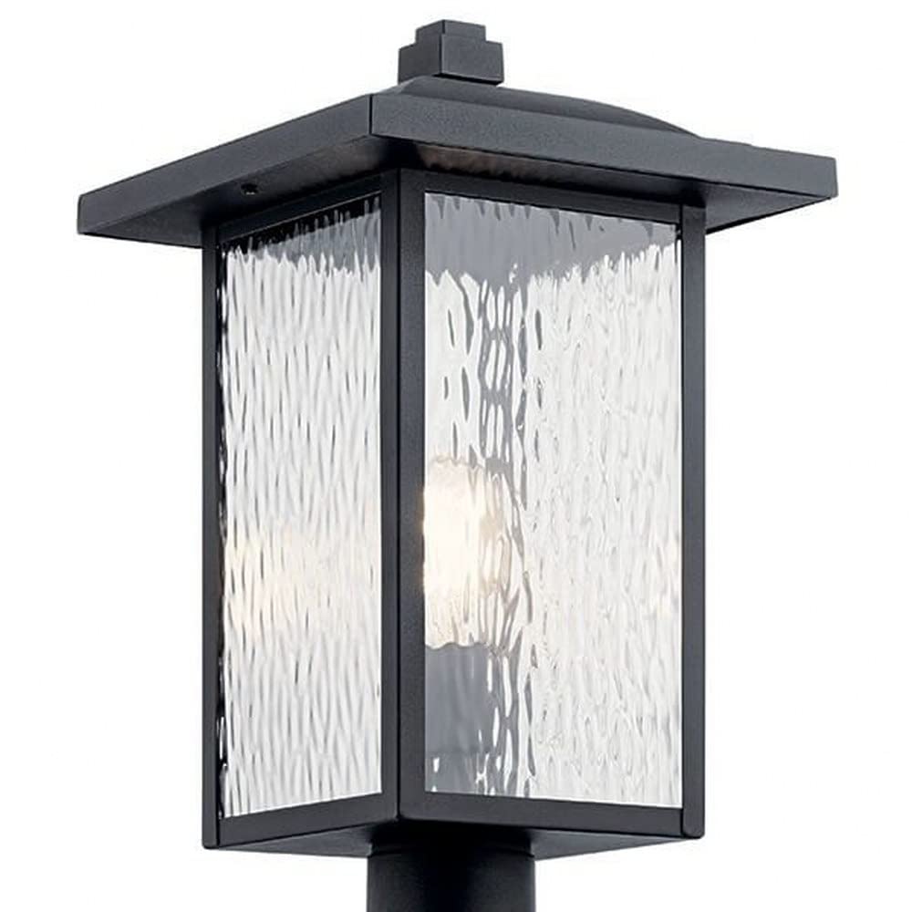 Kichler Capanna 18.25 Inch Black Textured Outdoor Post Light with Clear Water Glass - Perfect for Porch, Patio, Garden & Pathway Lighting