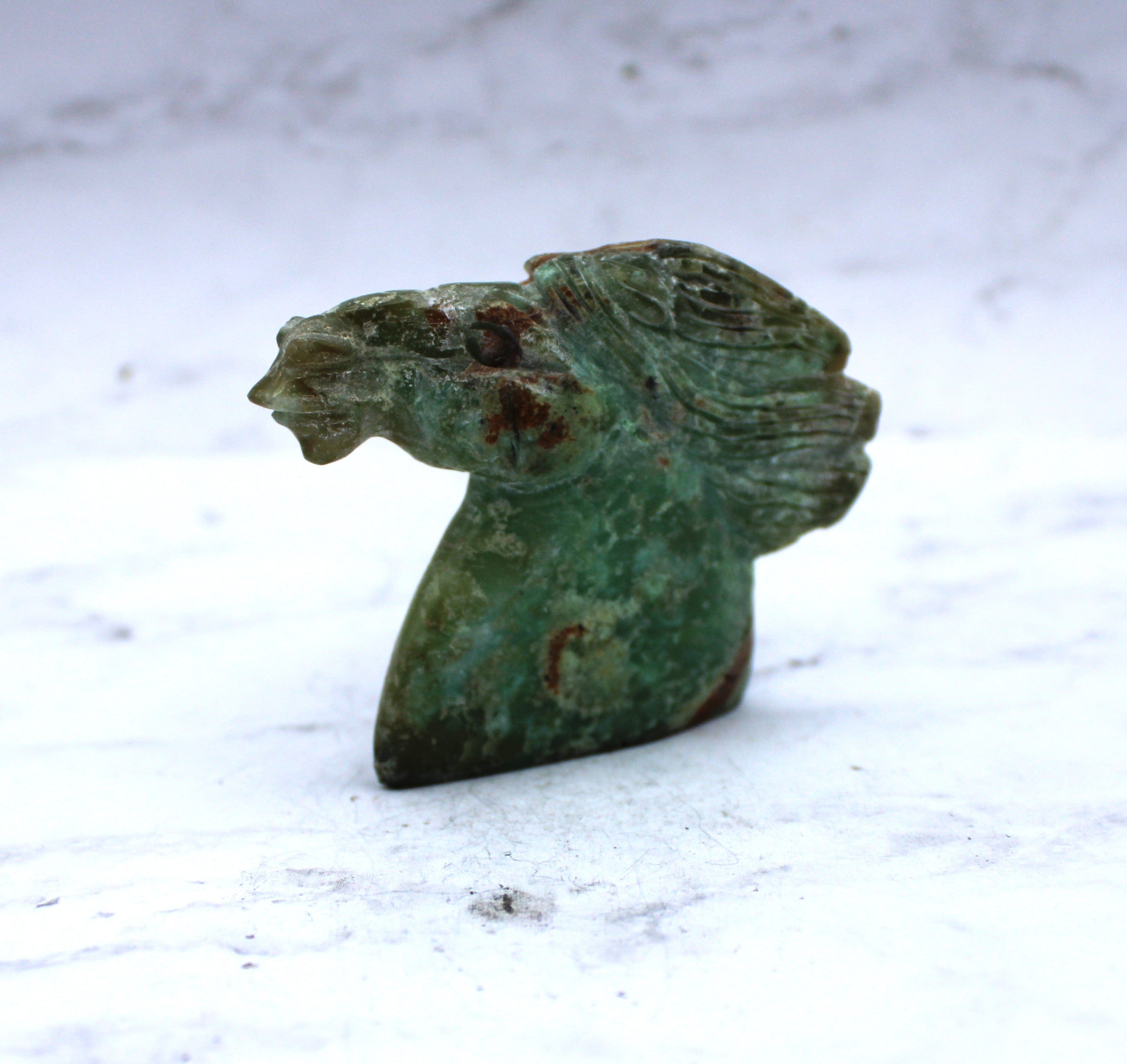 Natural Green Chrysoprase Gemstone Horse Carving - Handcrafted Collectible Figurine for Home Decor, Feng Shui & Spiritual Healing | Perfect Gift for Horse Lovers & Crystal Enthusiasts