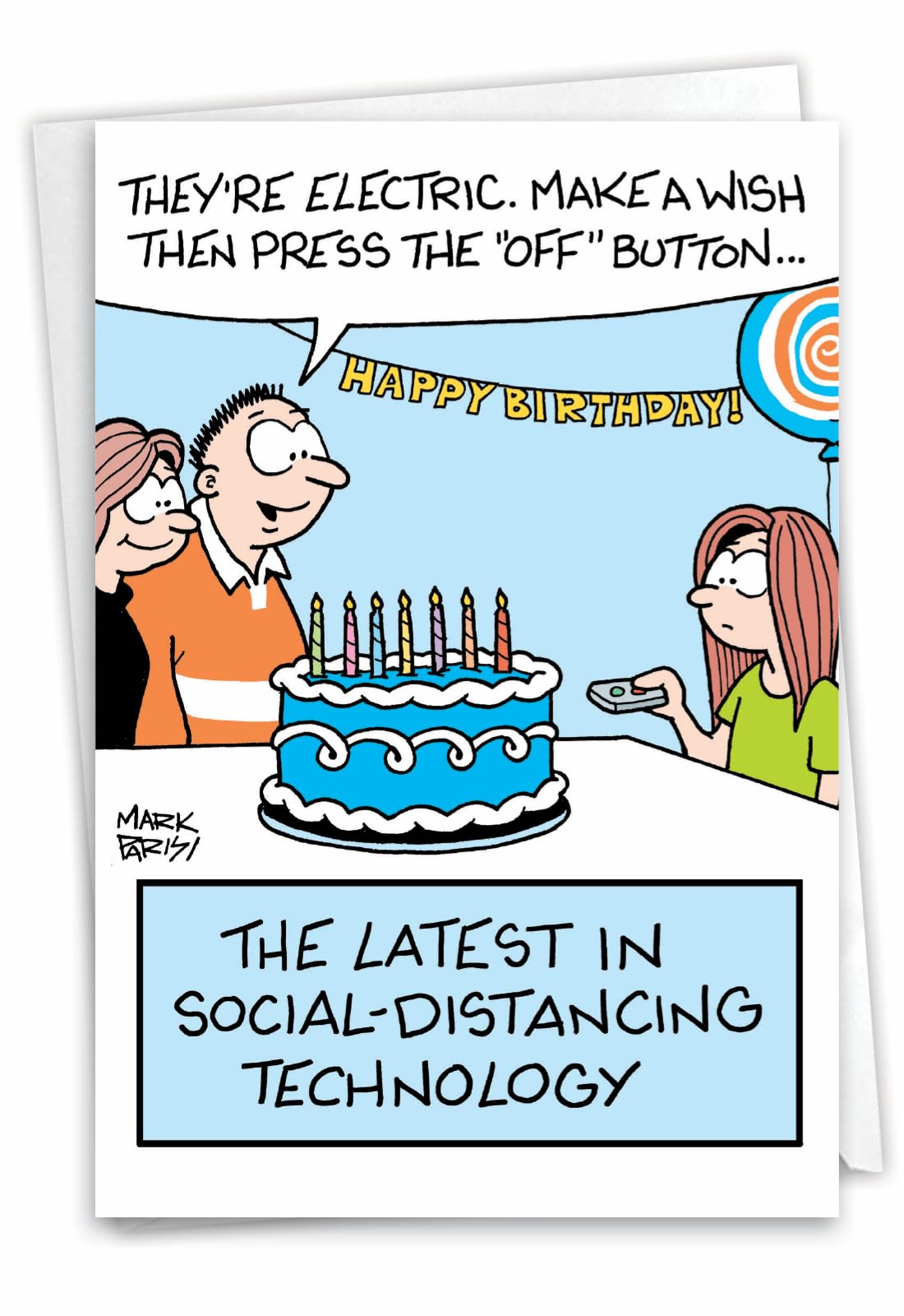 NobleWorks Funny Birthday Greeting Card with Cartoons & Comics - Electric Candles Design C9301BDG - Perfect for Birthday Celebrations, Parties & Humorous Gifts