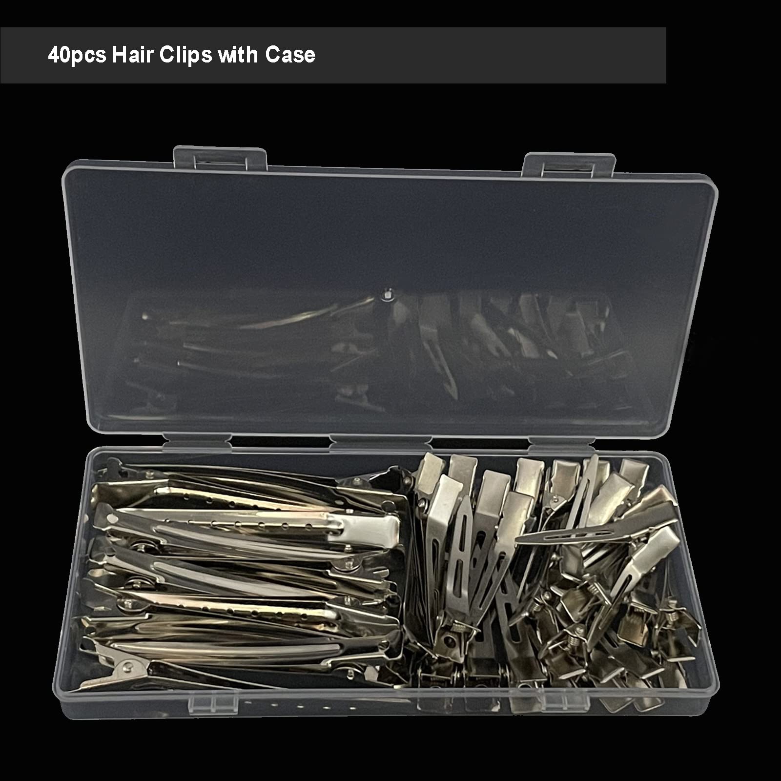 40 Pcs Silver Metal Duck Billed Hair Clips for Women - Alligator Curl Clips for Hair Styling, Sectioning & Rollers - Salon Quality Hair Accessories with Storage Case - Perfect for DIY Hairstyles, Long Hair Care & Professional Salon Use