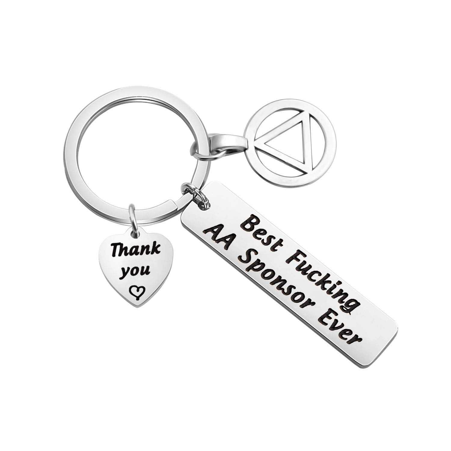 Lywjyb Birdgot AA Keychain - Best AA Sponsor Gift for Sobriety & Recovery, Silver Keychain for 12-Step Programs, Meetings & Celebrating Milestones
