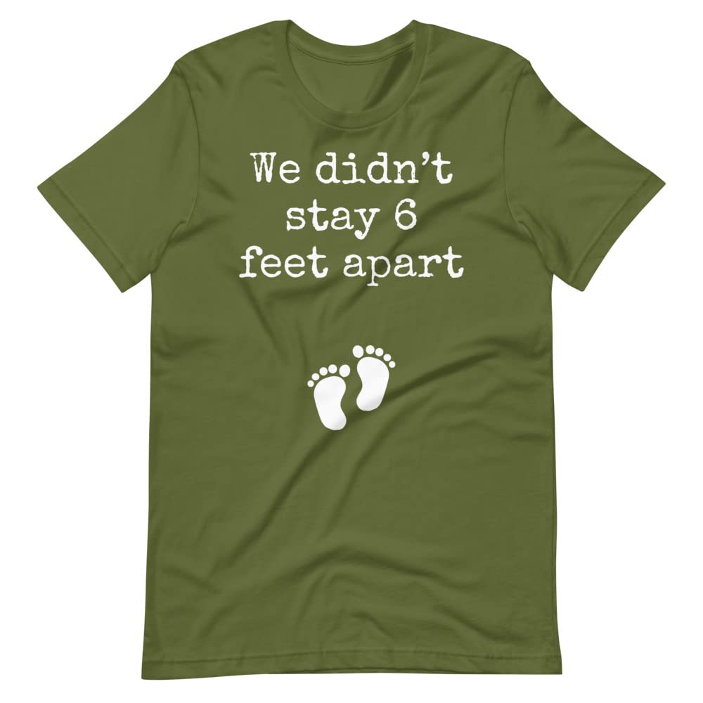 Pregnancy Announcement T-Shirt for Social Distancing - Unisex Short-Sleeve Shirt for Gender Reveal, Maternity Photos & Virtual Baby Showers