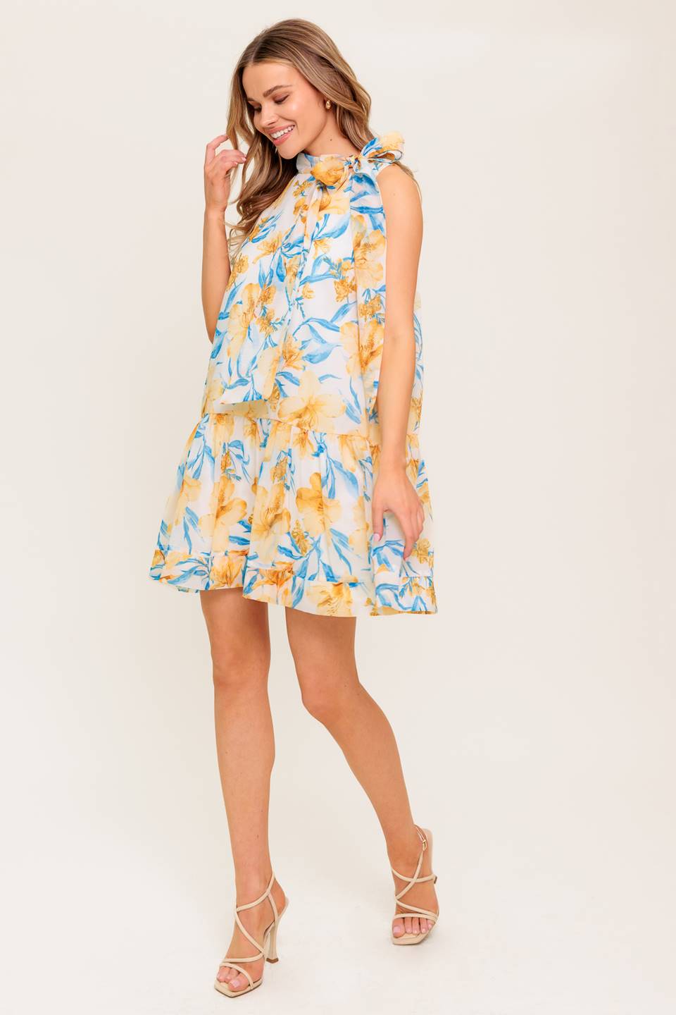 Elegant Daphne Bow Tie High Neck Mini Dress for Women - Perfect for Cocktail Parties, Date Nights & Special Occasions