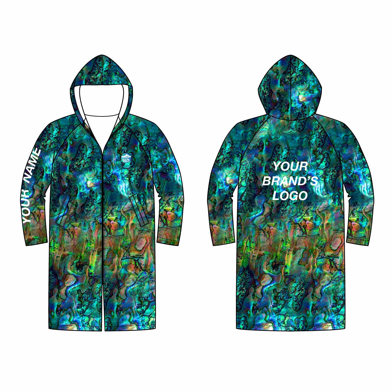 Premium Abalone Shell Print Waterproof Parka Jacket for Men & Women - Outdoor Hiking, Camping & Rainy Day Adventures