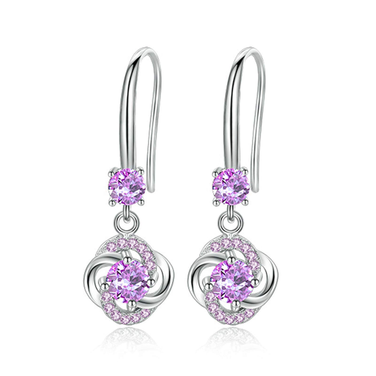 Crystal Pearl Stud Earrings for Women - Rhinestone Cubic Zirconia Tassel Four-Leaf Clover Hook Earrings Set | Elegant Jewelry Gift for Girls, Women & Men | Perfect for Parties, Weddings & Everyday Wear