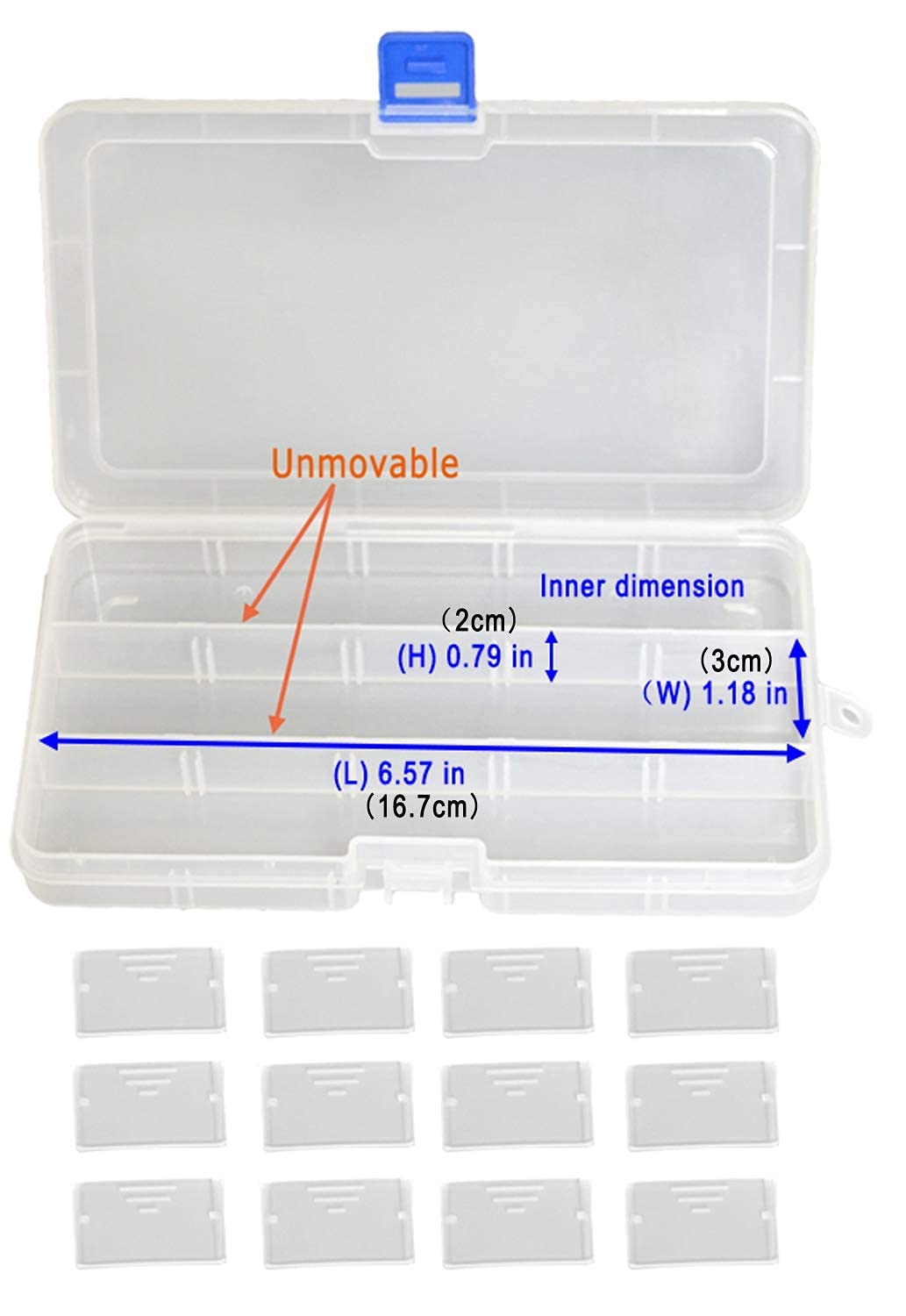 Qualsen 4-Pack Clear Plastic Storage Box with Adjustable Dividers - 15 Grid Craft Organizer for Beads, Fishing Tackle & Office Supplies | Perfect for DIY Projects, Jewelry Making & Tool Organization
