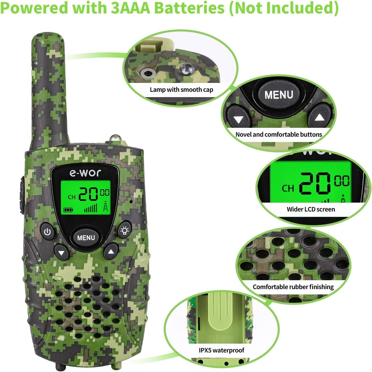 **Kids Walkie Talkies 4 Miles Long Range Rechargeable - 22 Channels with Flashlight, Adventure Toys for Boys & Girls Ages 3-12 - Perfect for Outdoor Play, Camping, Hiking & Birthday Gifts**