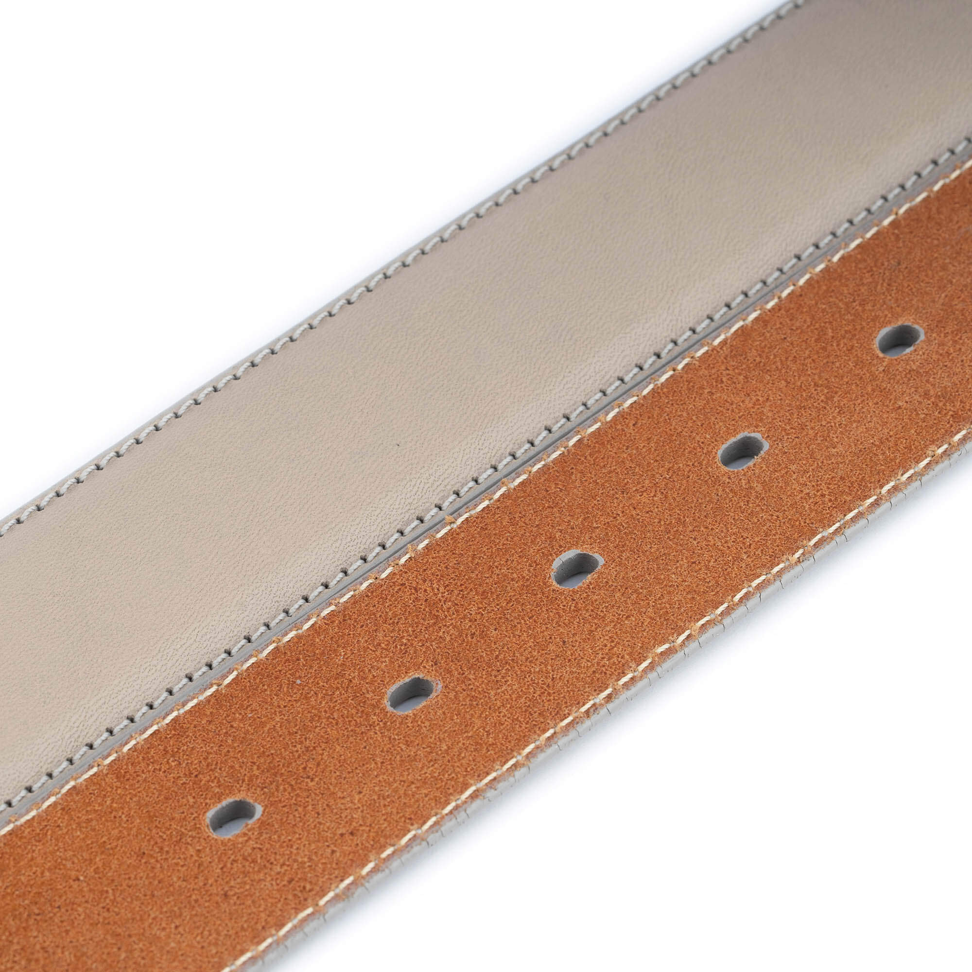 Genuine Leather Replacement Belt Strap for Cartier Buckles - Men's Gray Dress Belt for Formal & Casual Wear