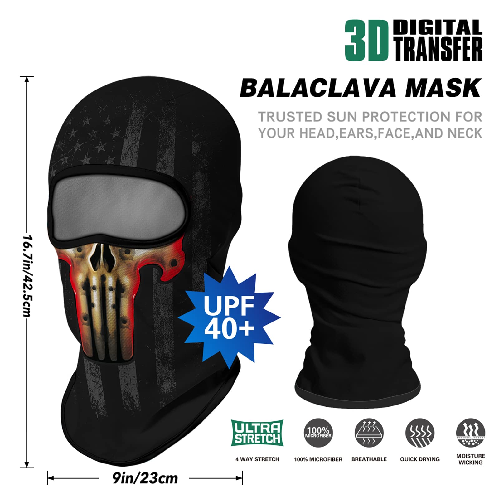 Venswell 3D Balaclava Ski Mask - Cool Skull Animal Design Full Face Mask for Skiing, Cycling, Motorcycle Riding & Halloween Costumes | Windproof Winter Sports Accessory