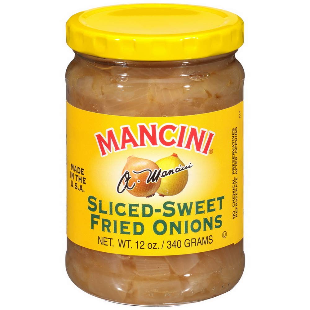 Mancini Sliced Sweet Fried Onions - 2 Pack (12 Oz Each) | Crispy Topping for Salads, Burgers & Casseroles | Gluten-Free & Vegan Friendly