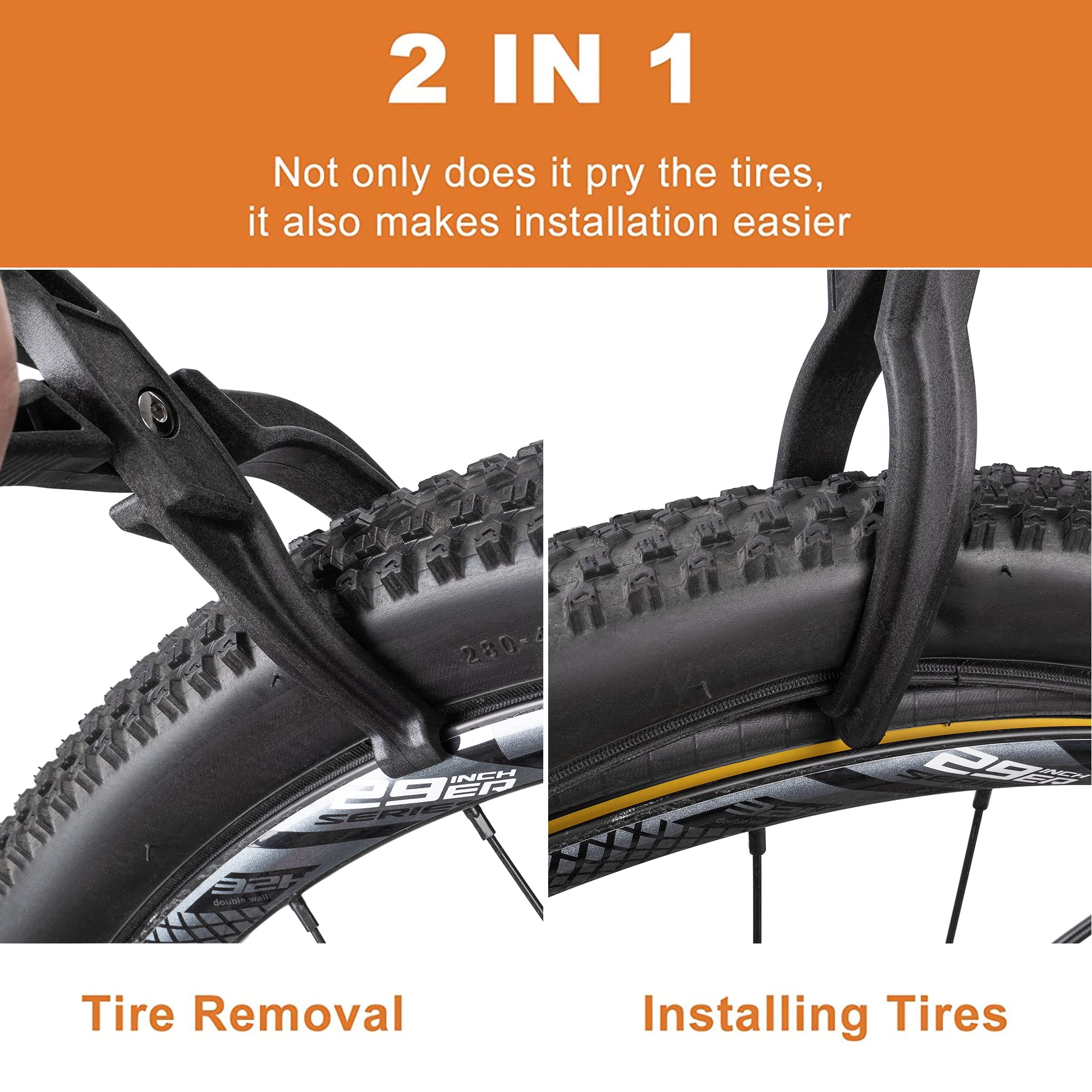 BIKE HAND Bike Tire Levers - 3 Pack Durable Bicycle Tire Removal Tools with Ergonomic Non-Slip Grip for Road & Mountain Bikes - Perfect for Flat Tire Repair and Bike Maintenance at Home or On the Go