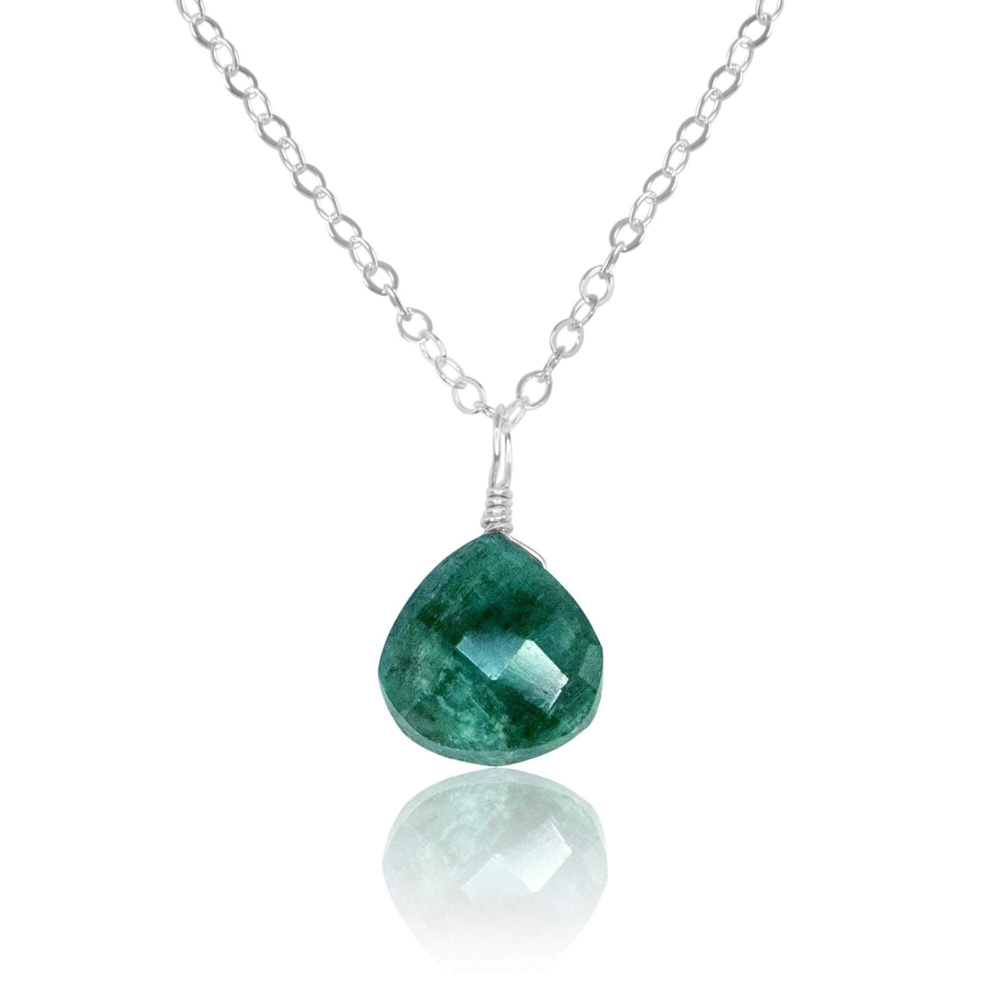 Tiny Emerald Teardrop Crystal Pendant Necklace - Elegant Green Gemstone Jewelry for Women | Perfect for Weddings, Parties & Special Occasions