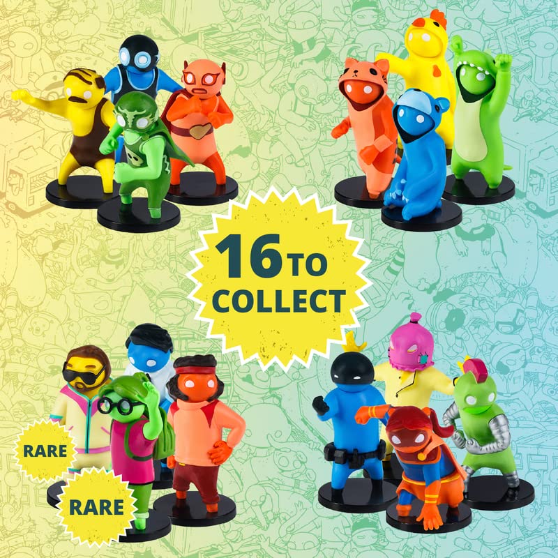Gang Beasts Action Figures - 5-Pack 2.5 Inch Collectible Figurines for Kids | Superhero Toys for Boys & Girls | Includes 16 Mini Toys with 1 Rare Hidden Character | Perfect for Birthday Gifts, Party Favors & Game Night Fun