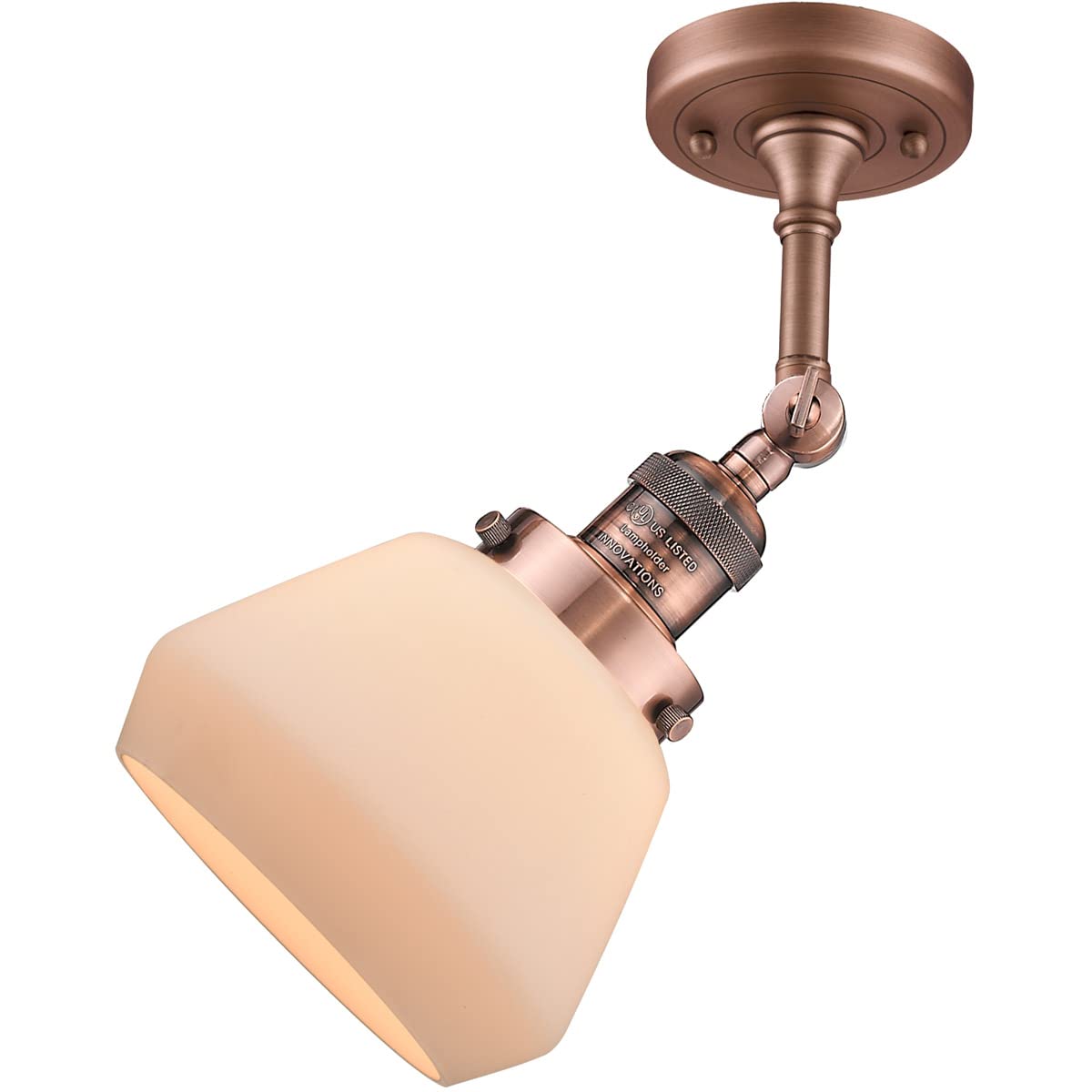 Innovations 201F-AC-G171-LED Semi-Flush Mount Ceiling Light Fixture - Antique Copper Finish, Energy Efficient LED Lighting for Bedroom, Living Room & Hallway