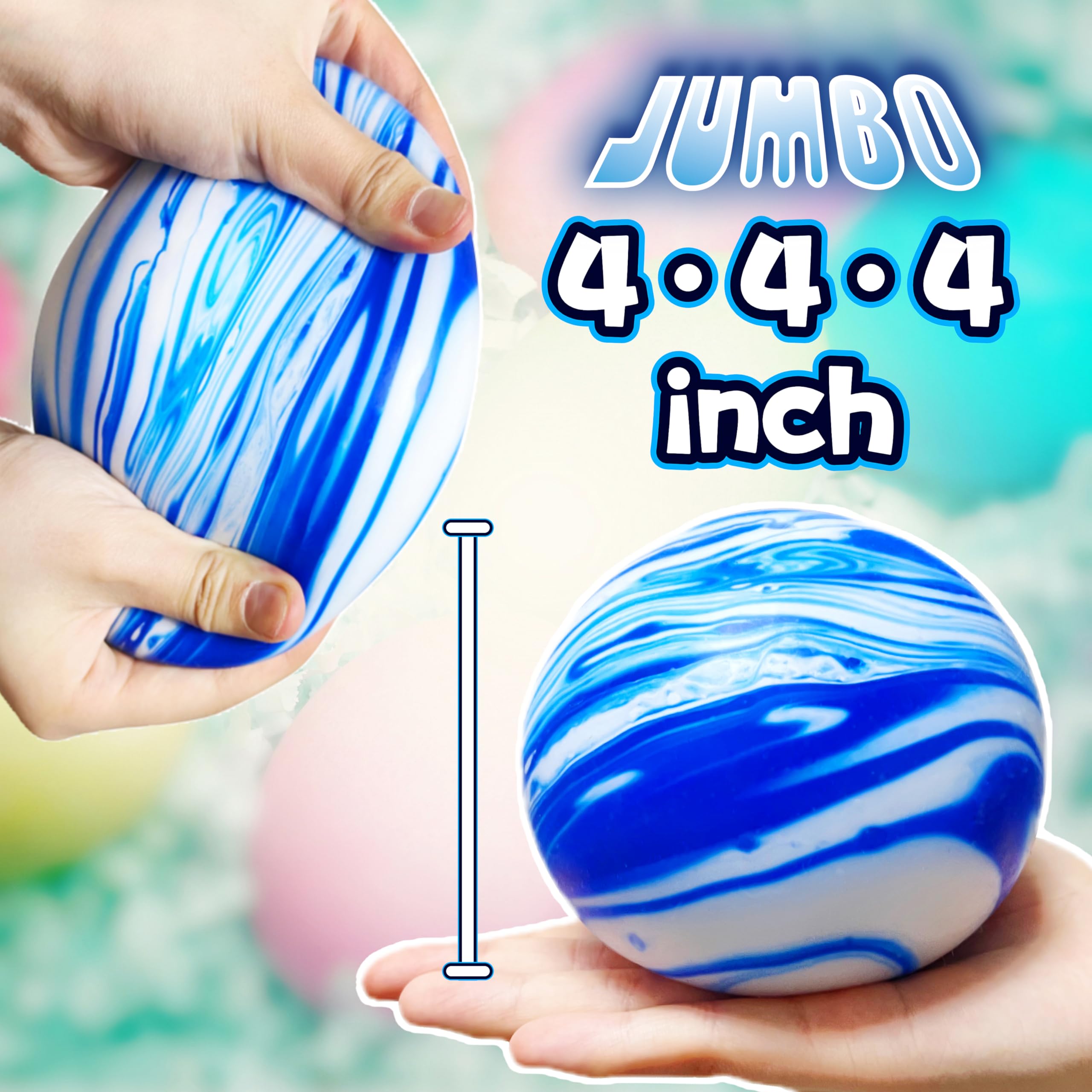 Giant Stress Balls for Kids and Adults - Jumbo Squishy Fidget Toys for Anxiety Relief, Focus & Relaxation | Pull, Stretch & Squeeze Sensory Toys | Soft Dough Ball for Office, School, Therapy & Travel (Blue)
