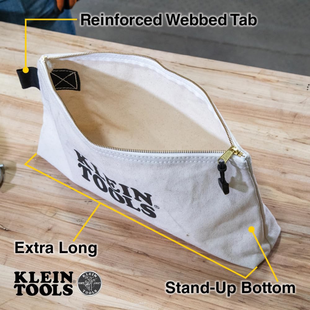 Klein Tools Heavy Duty Zipper Bag - Extra Long Multipurpose Tool & Craft Organizer for Work & DIY