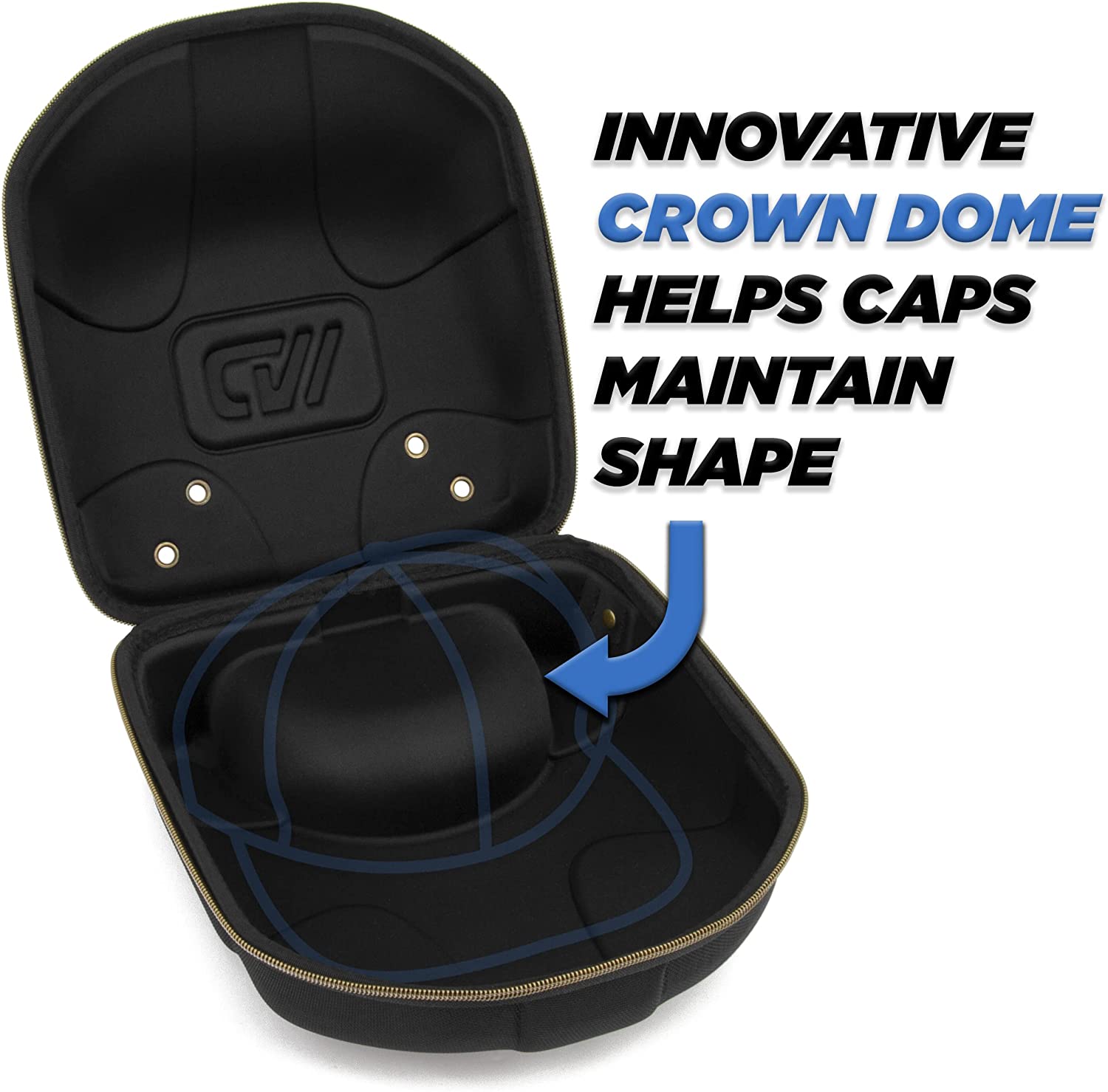 CASEMATIX Crush-Resistant Hard Shell Baseball Cap Travel Case - Holds Up to 4 Hats with Adjustable Shoulder Strap & Comfort Handle | Perfect for Travel, Sports Events & Hat Collectors