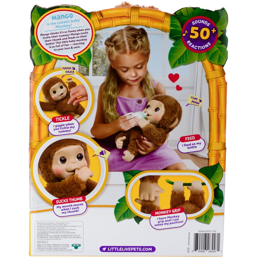 Little Live Pets My Baby Monkey Plush Toy - Interactive Cuddly Stuffed Animal with Sounds & Movements for Kids (Perfect Gift for Birthdays & Christmas Playtime)