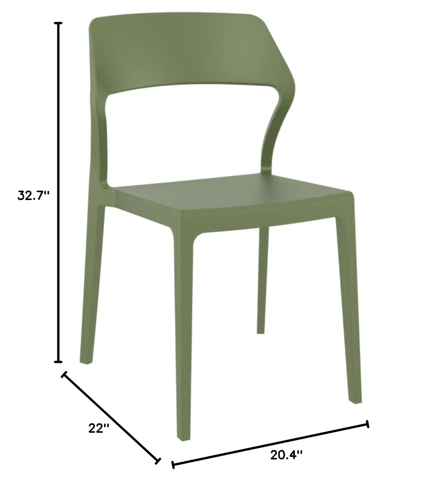 Premium Olive Green Snow Dining Chairs (Set of 2) - Modern Indoor/Outdoor Patio Furniture for Dining Room, Kitchen, or Garden - Weather-Resistant & Comfortable Seating