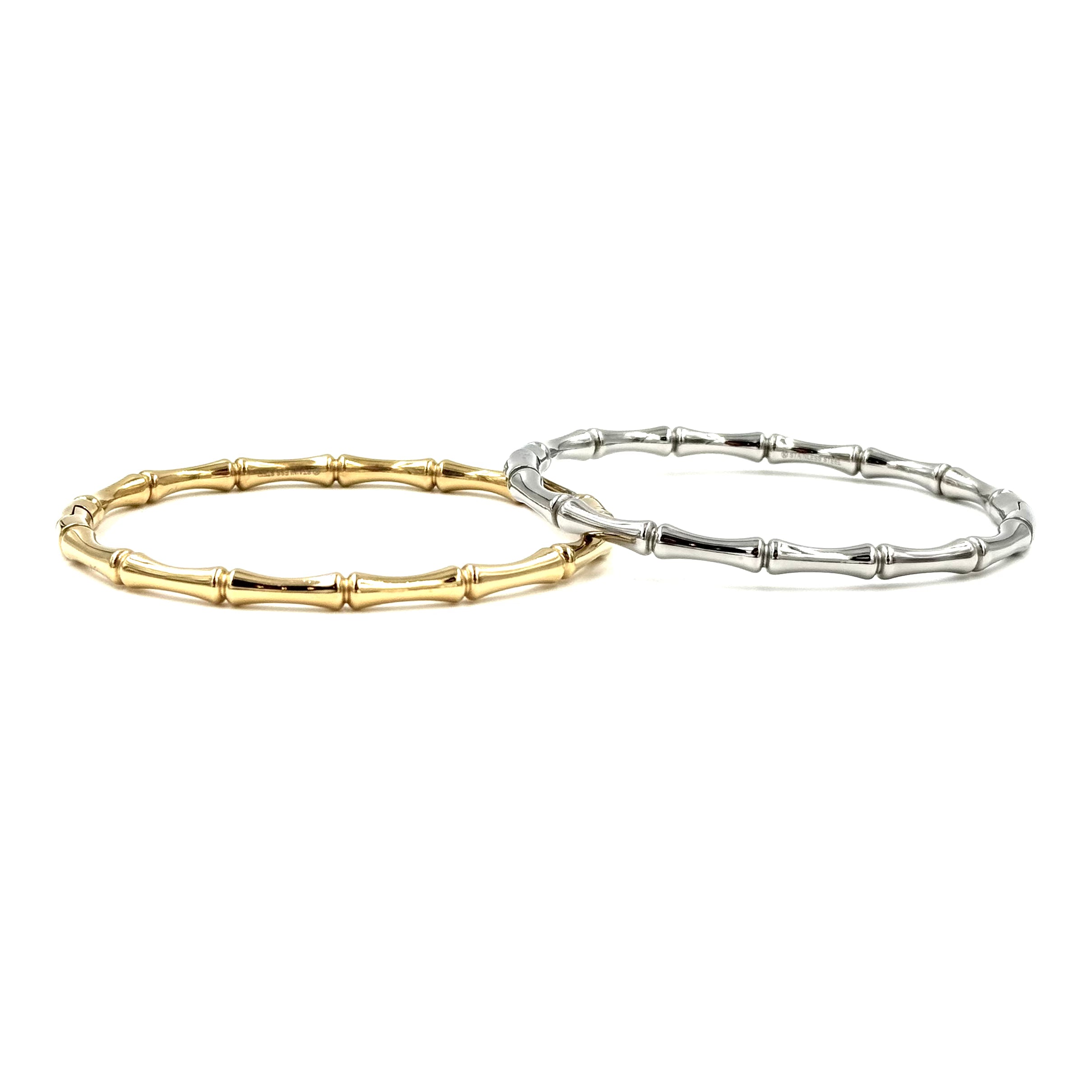Ashley Gold Stainless Steel Closed Bamboo Design Bangle Bracelet for Women - Elegant Fashion Jewelry Gift for Birthday, Anniversary & Special Occasions