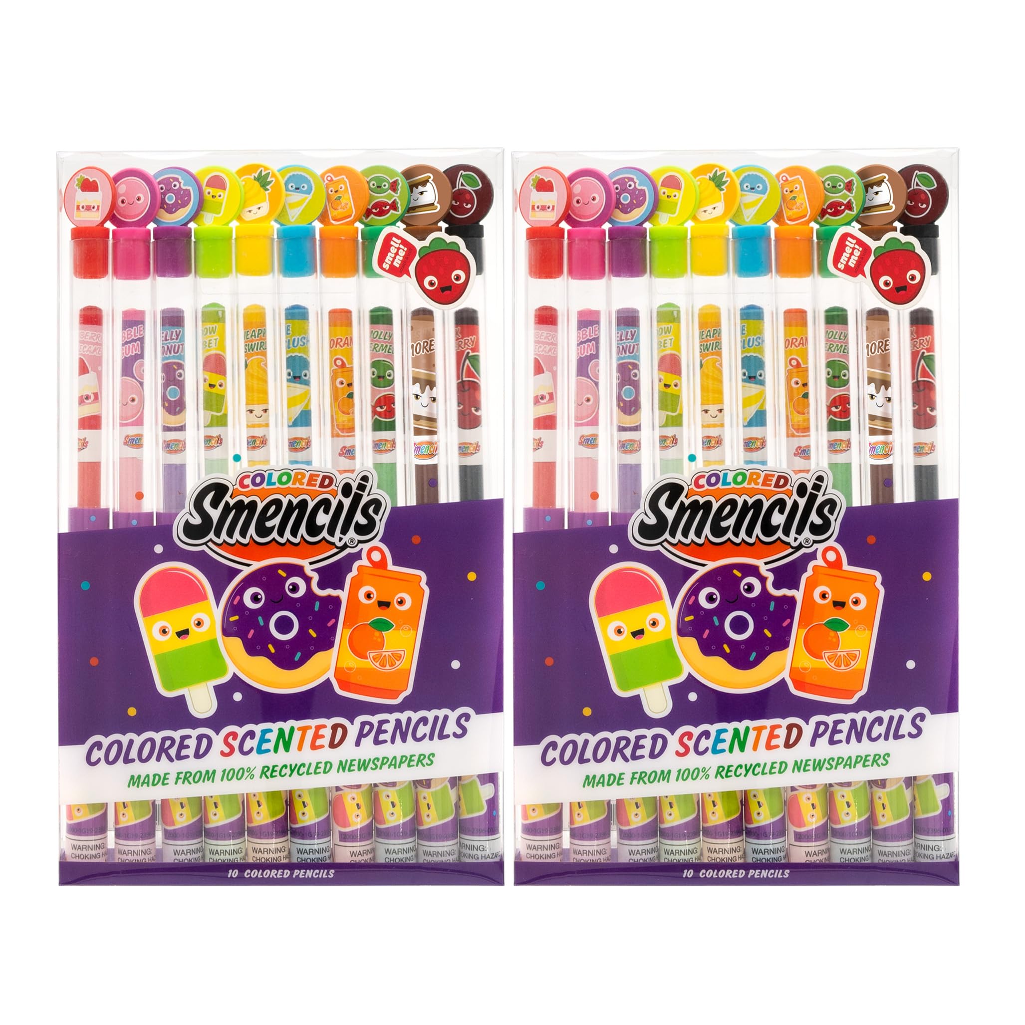 Smencils 2-Pack - 10 Scented Colored Pencils Made from Recycled Newspaper | Non-Toxic, Eco-Friendly Art Supplies for Kids | Perfect for School, Classroom Rewards & Creative Drawing Activities
