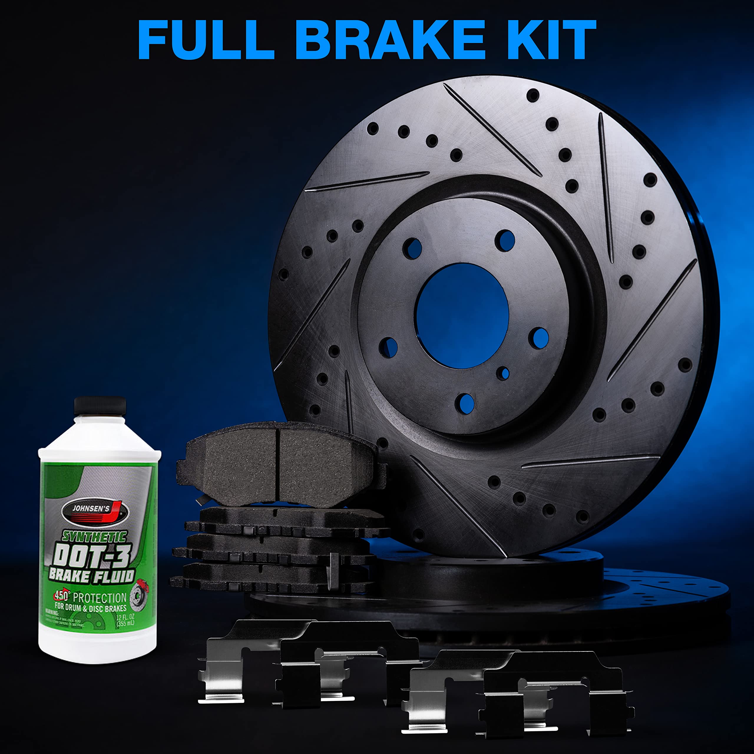 Premium Power Sport Front & Rear Brake Pads and Rotors Kit - Heavy Duty Braking System with Hardware (BBCC.48000.44) - Perfect for ATV, UTV, Motorcycle & Off-Road Vehicle Maintenance