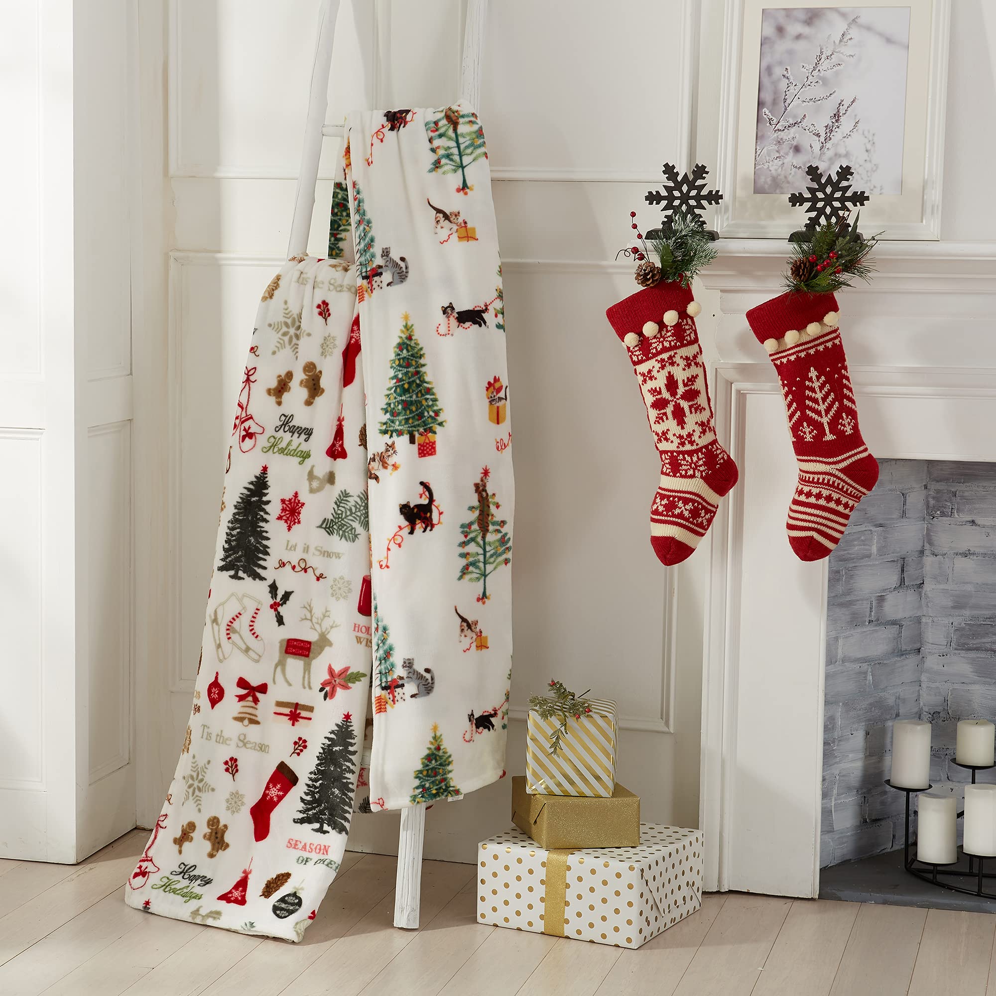 Luxuriously Soft Velvet Plush King Size Holiday Throw Blanket - Cozy & Warm Christmas Blanket for Sofa, Bed, Couch - Perfect for Winter Nights, Gift Giving & Home Decor