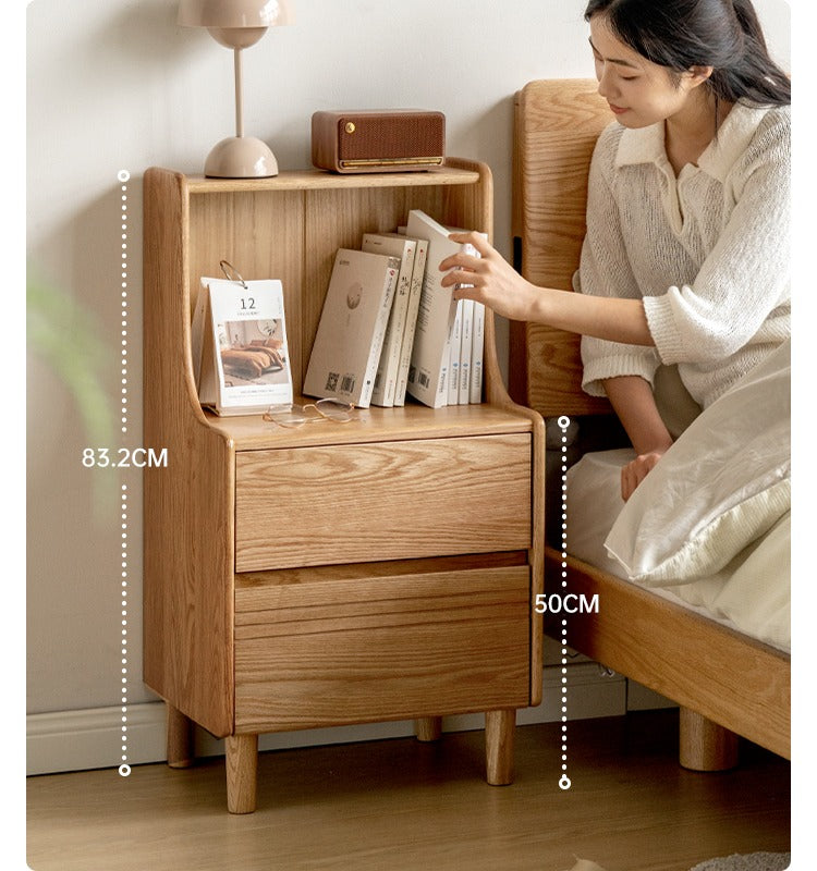 Solid Oak Wood Nightstand - Modern Bedside Table with Drawer for Bedroom, Living Room, or Guest Room - Durable & Stylish Furniture for Home Decor