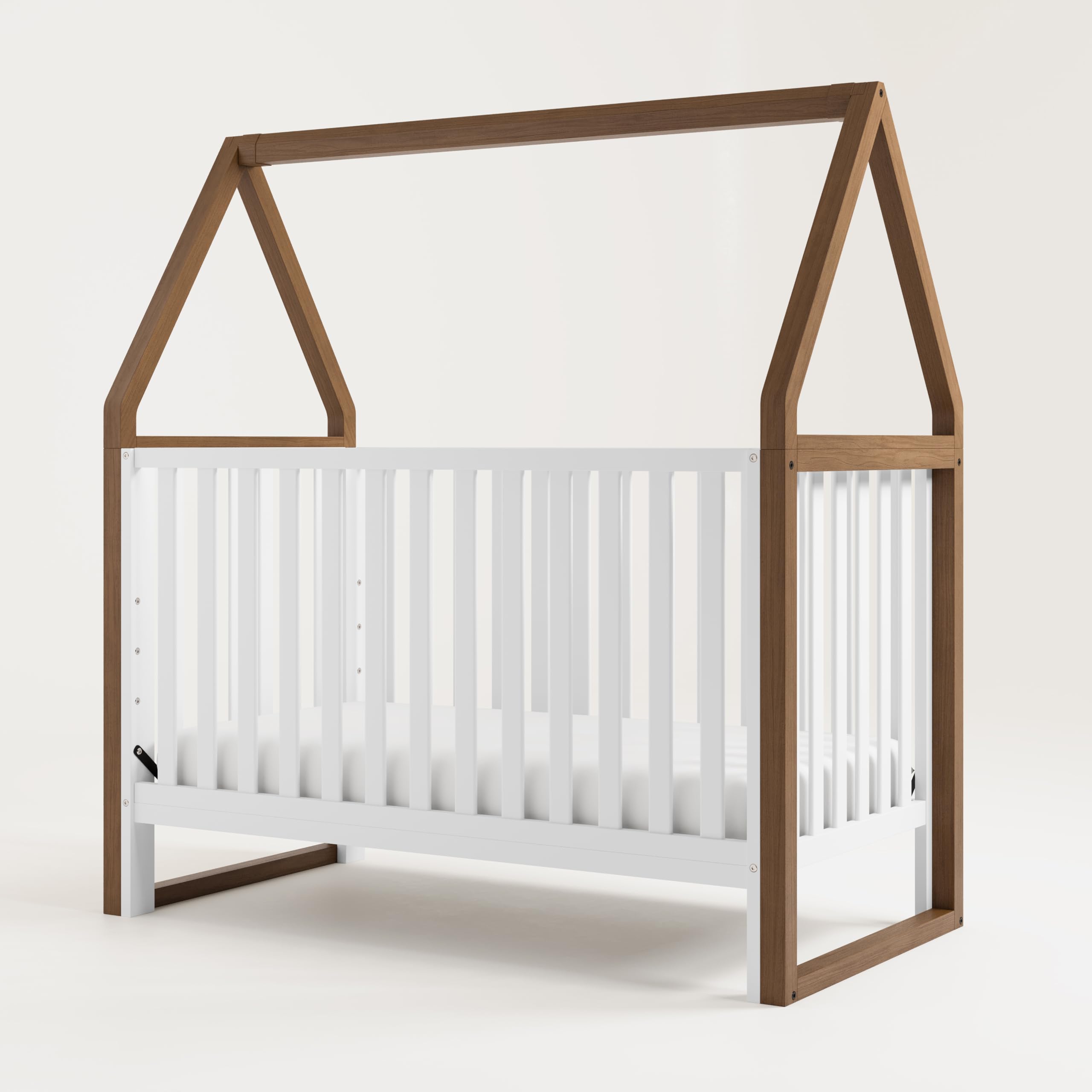 Storkcraft Orchard 6-in-1 Convertible Crib - GREENGUARD Gold Certified, Toddler to Full Bed, Playhouse & Daybed - Hazelnut & White Finish - Fits Standard Crib Mattress - Perfect for Nursery, Kids Room & Guest Bedroom