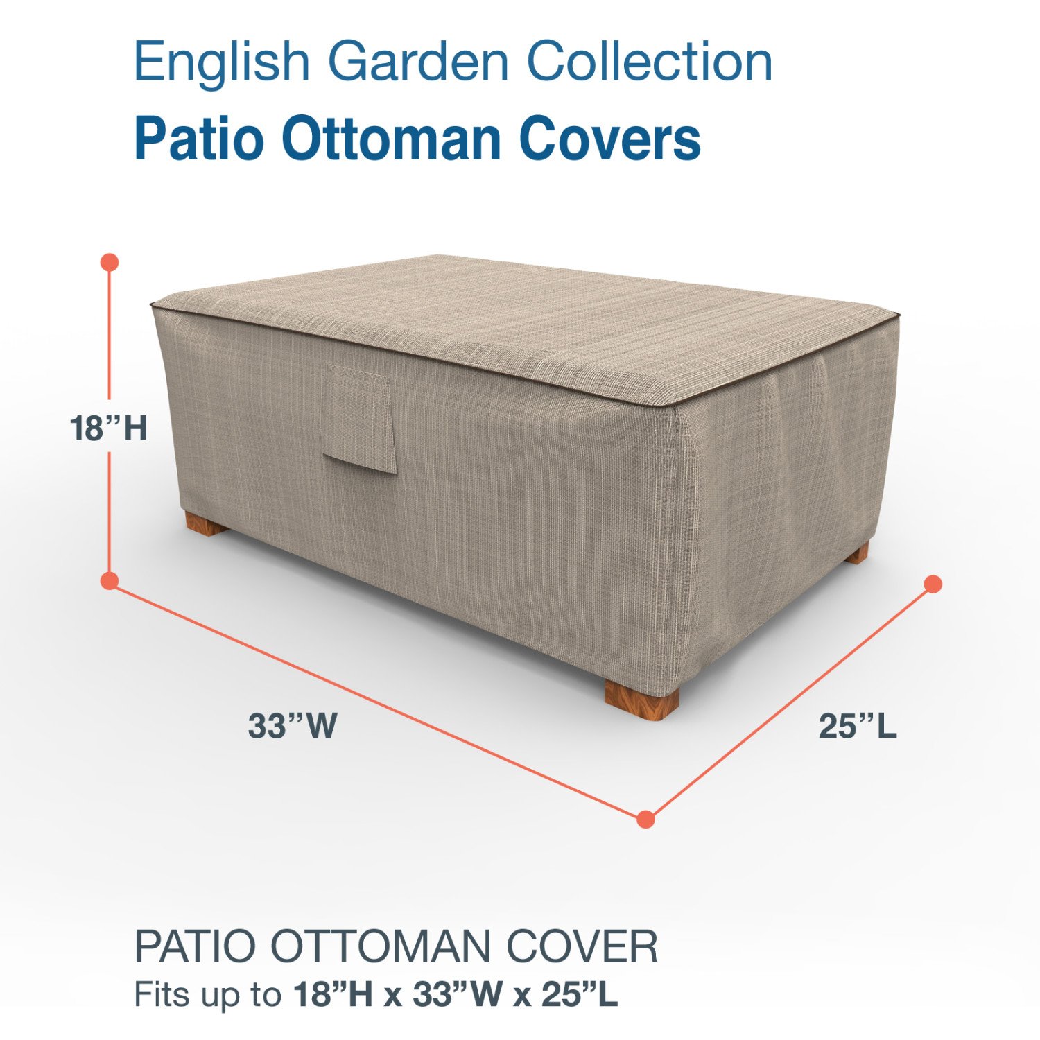 English Garden Patio Ottoman Cover - Heavy Duty Waterproof Outdoor Furniture Protector for Sofa, Chair & Cushions | All-Weather Protection for Patio, Deck & Garden Use