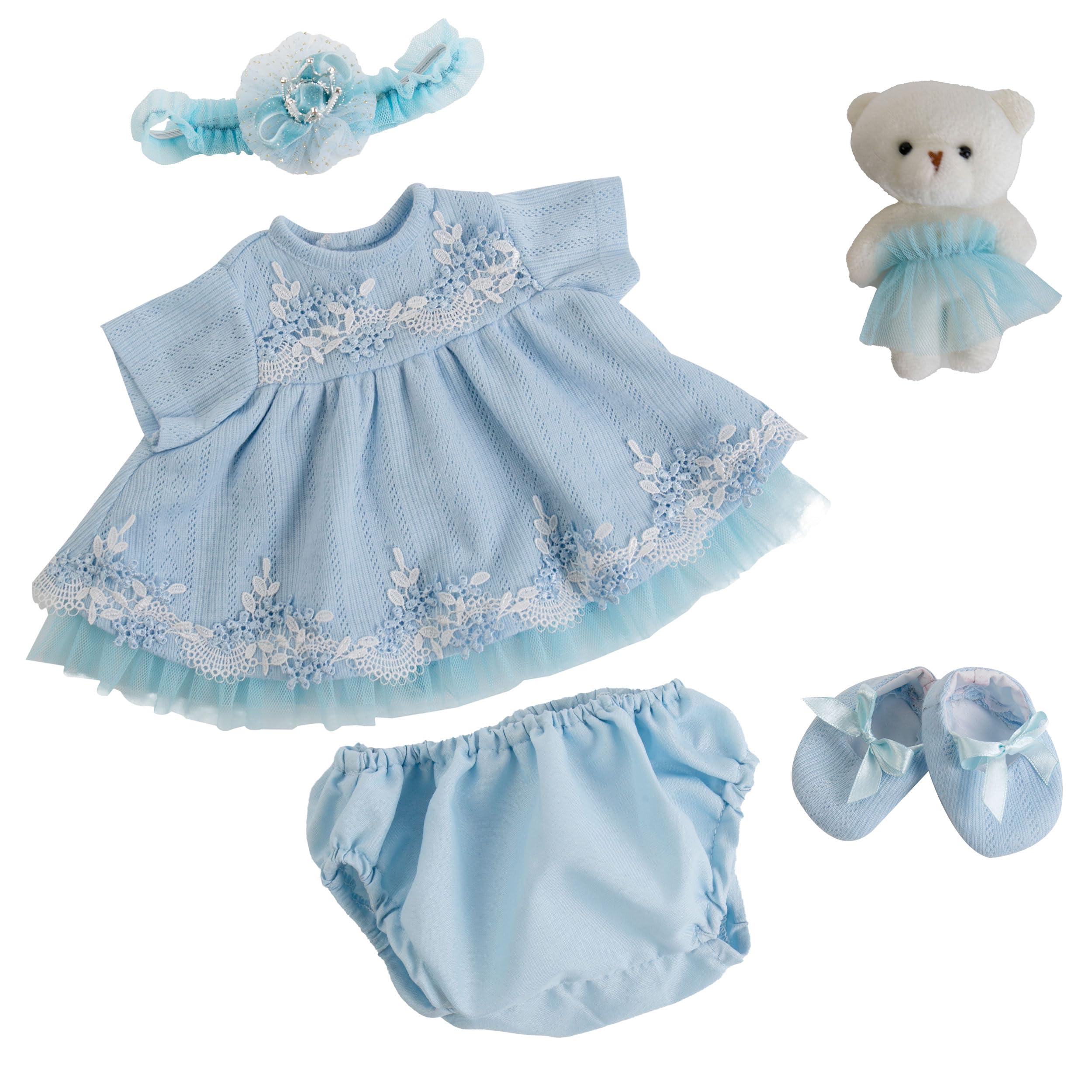 Realistic Reborn Baby Doll Clothes Set - Blue Girl Outfit & Accessories for 17-22 Inch Dolls | Perfect for Collectors, Photography & Role Play