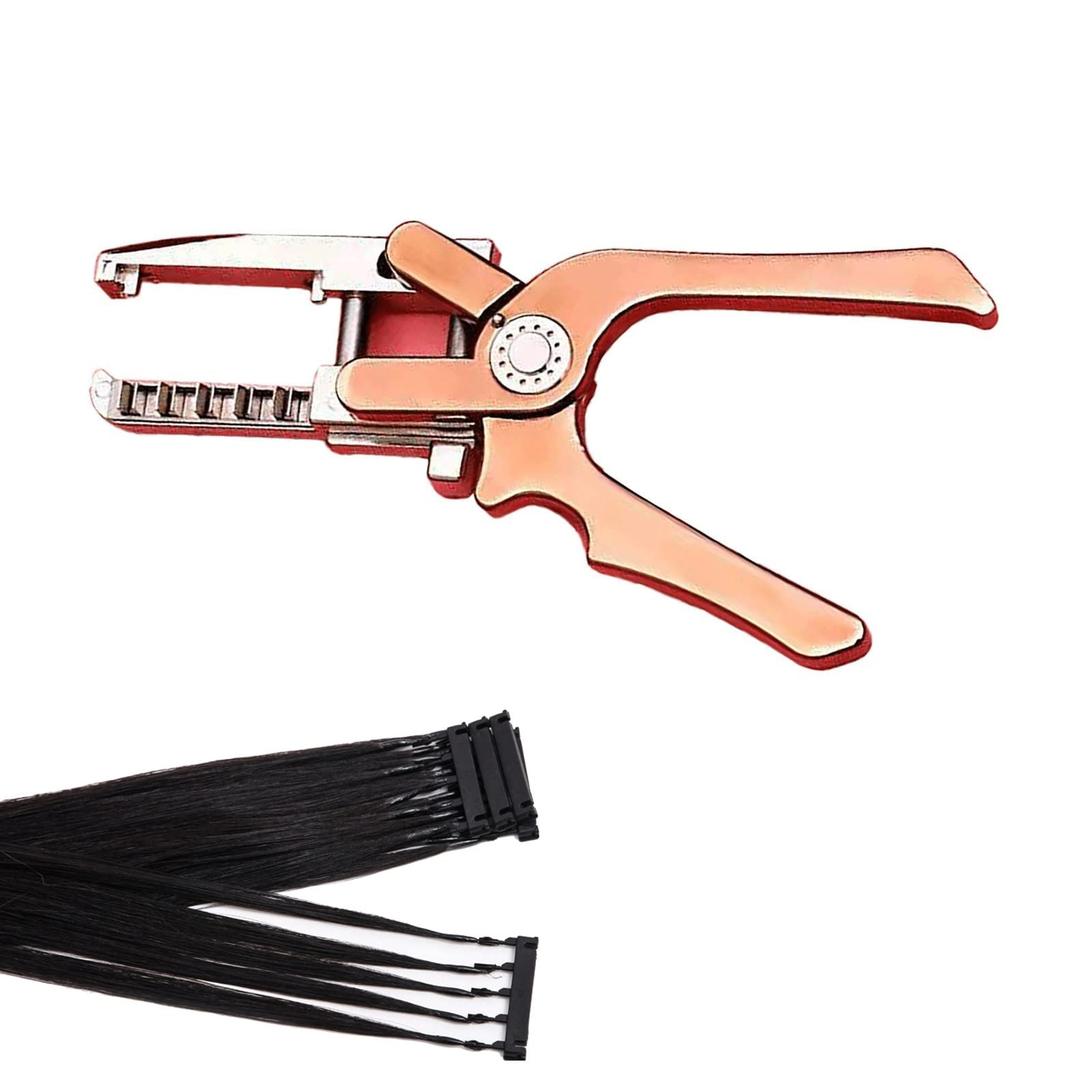JNBXING 6D Hair Extensions Machine Kit - Professional No-Trace Human Hair Extension Tool (2nd Gen) for Salon & Home Use - Easy to Apply Hair Extensions (Color B) - Perfect for Weddings, Parties & Daily Styling