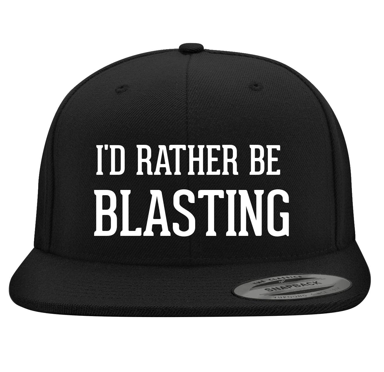 BH Cool Designs 'I'd Rather Be Blasting' Embroidered Snapback Hat - Yupoong 6089 Structured Flat Bill Baseball Cap for Men & Women | Trendy Streetwear Accessory for Hip-Hop, Skateboarding & Outdoor Activities